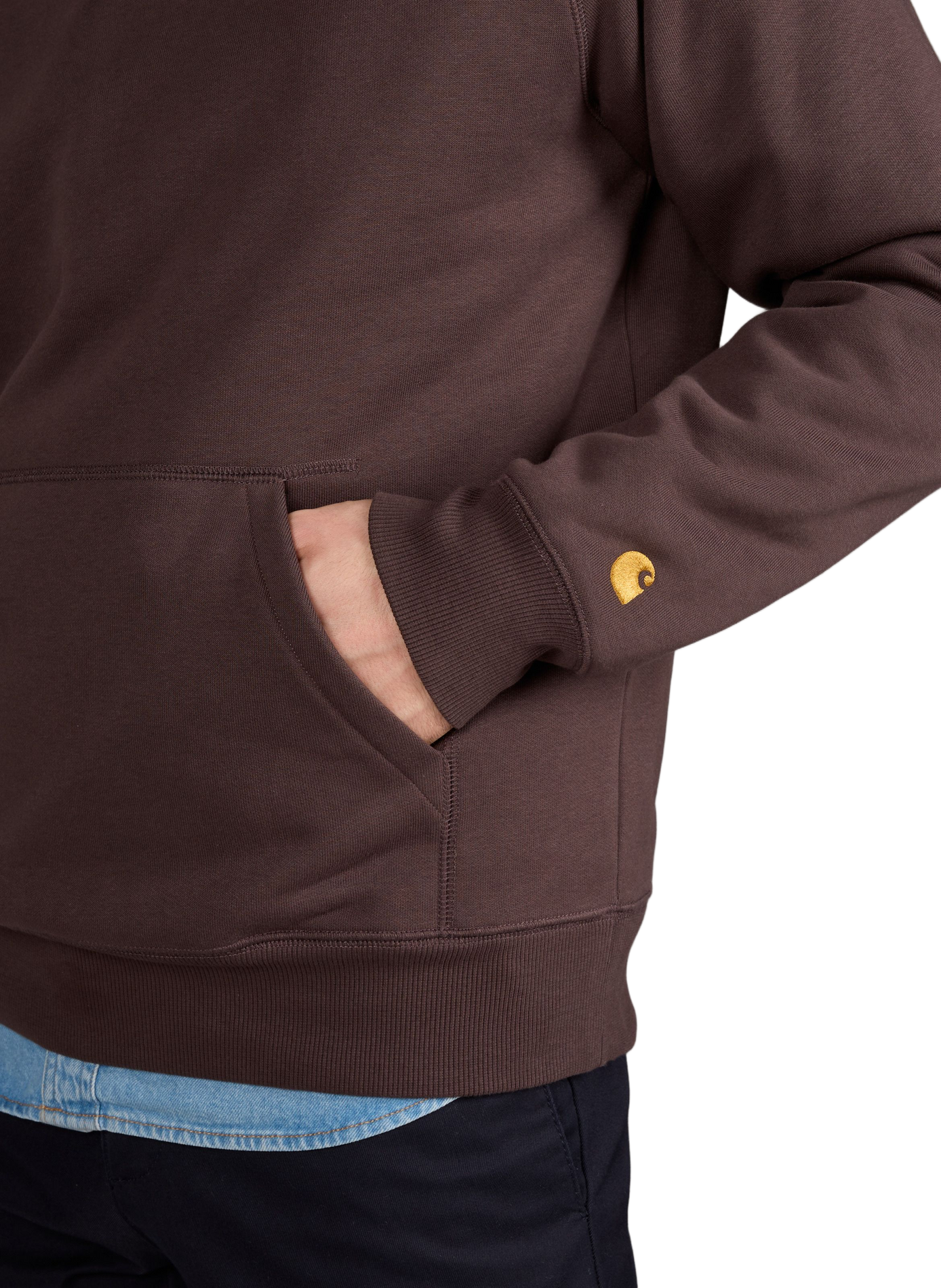 Hoodie uni à capuche en coton mélangé CARHARTT WIP Marron