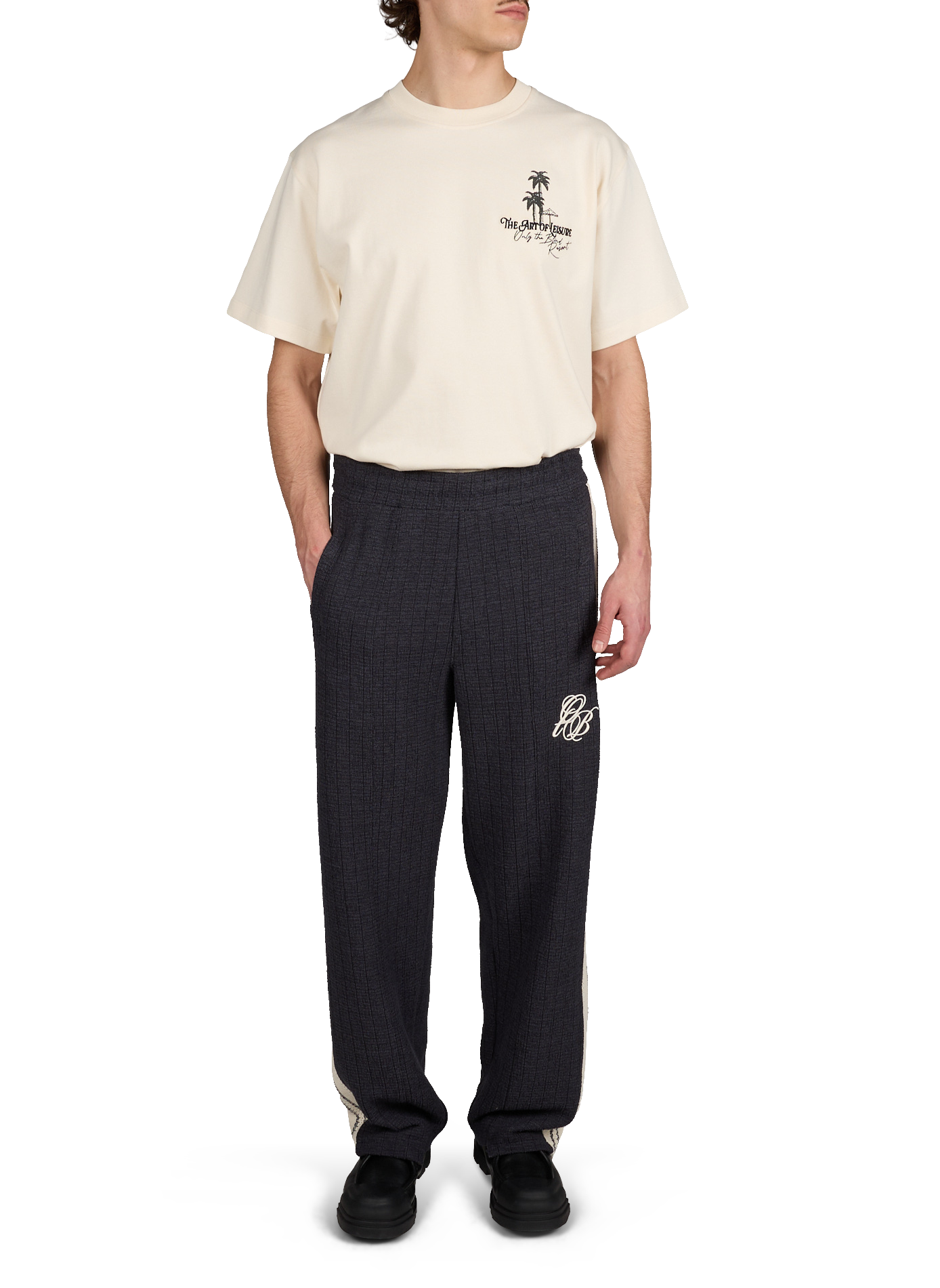 Lounge Wear Drawstring Pants in Cotton and Linen Blend ONLY THE BLIND Grey