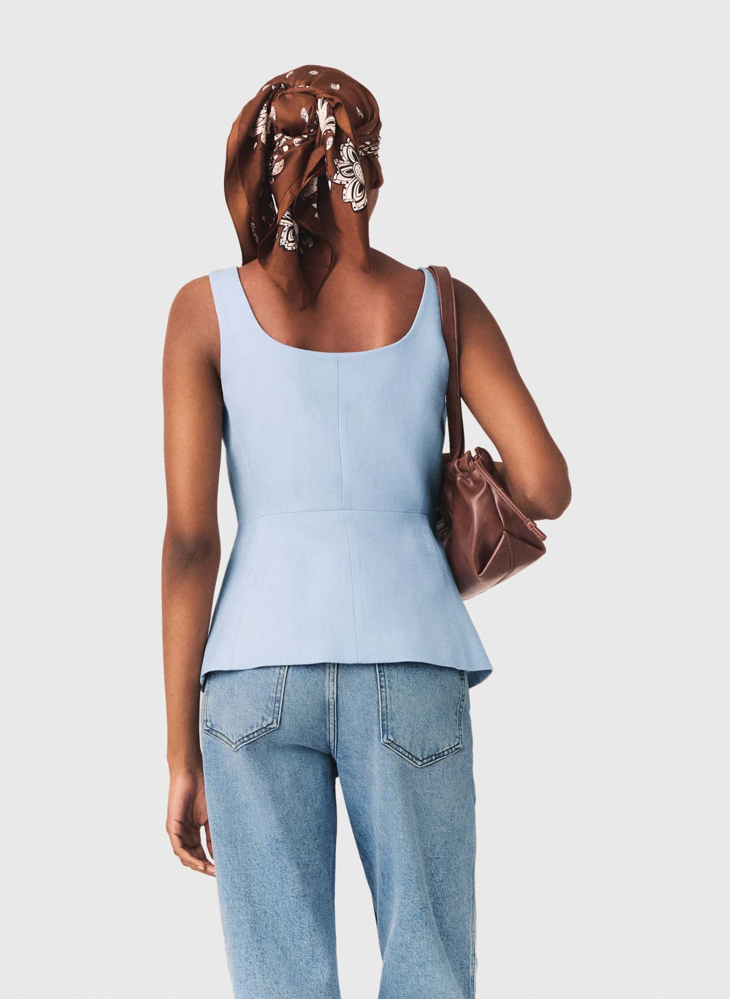 Gilet ajusté col carré MAJE Bleu