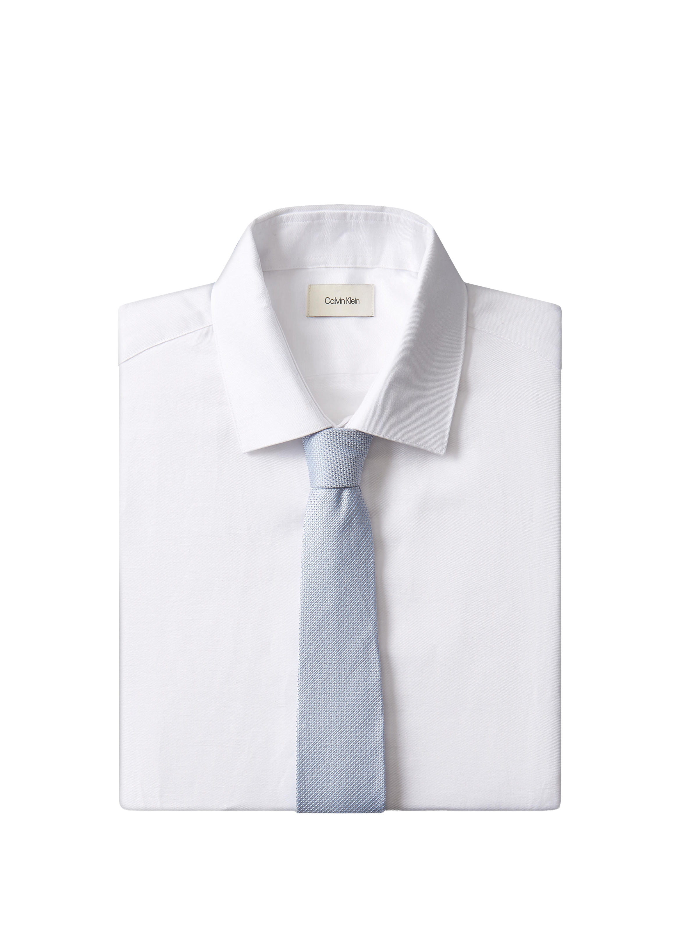 Cravate jacquard en soie en lin CALVIN KLEIN Bleu