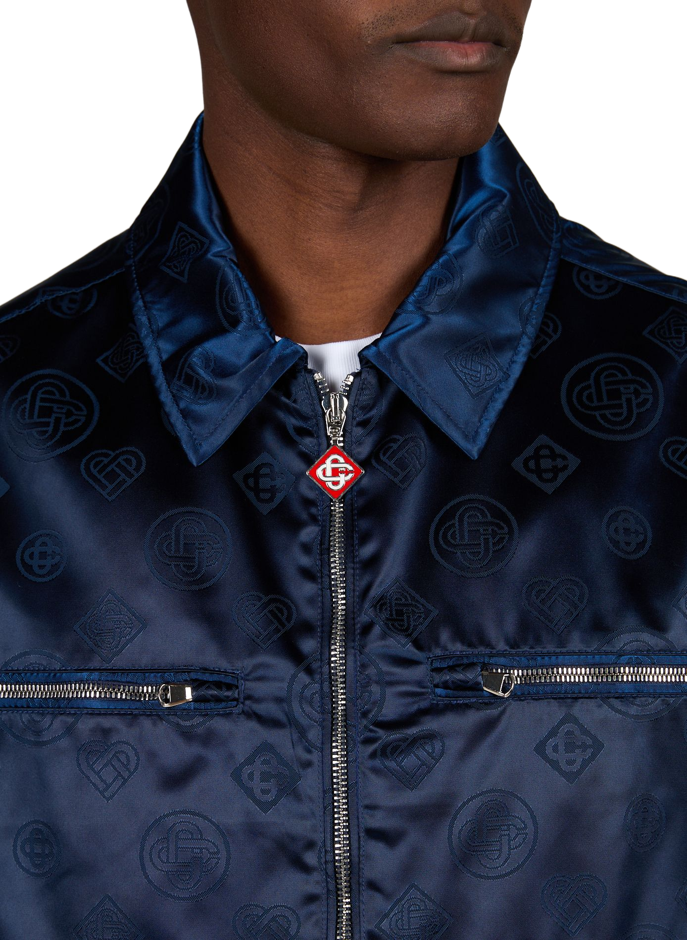 Veste logotypée effet satiné CASABLANCA PARIS Bleu