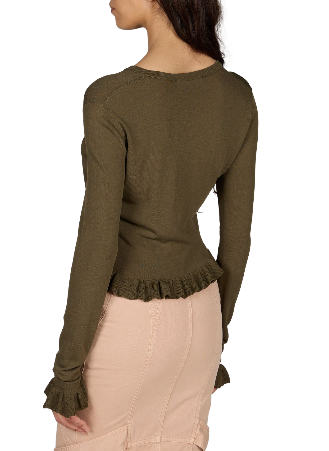 Finely ribbed round neck cardigan BLUMARINE Green
