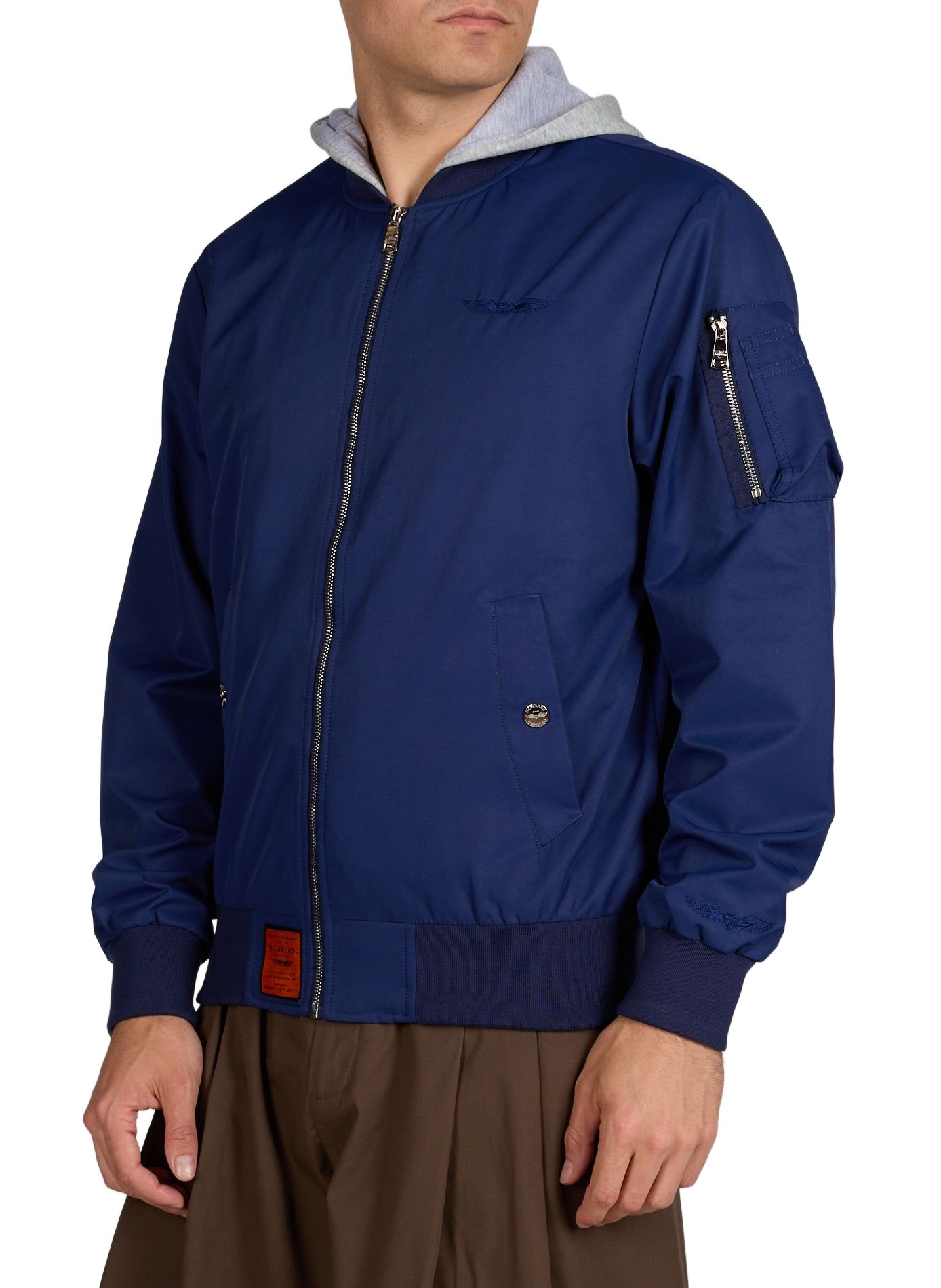Lightweight hooded bomber Blue