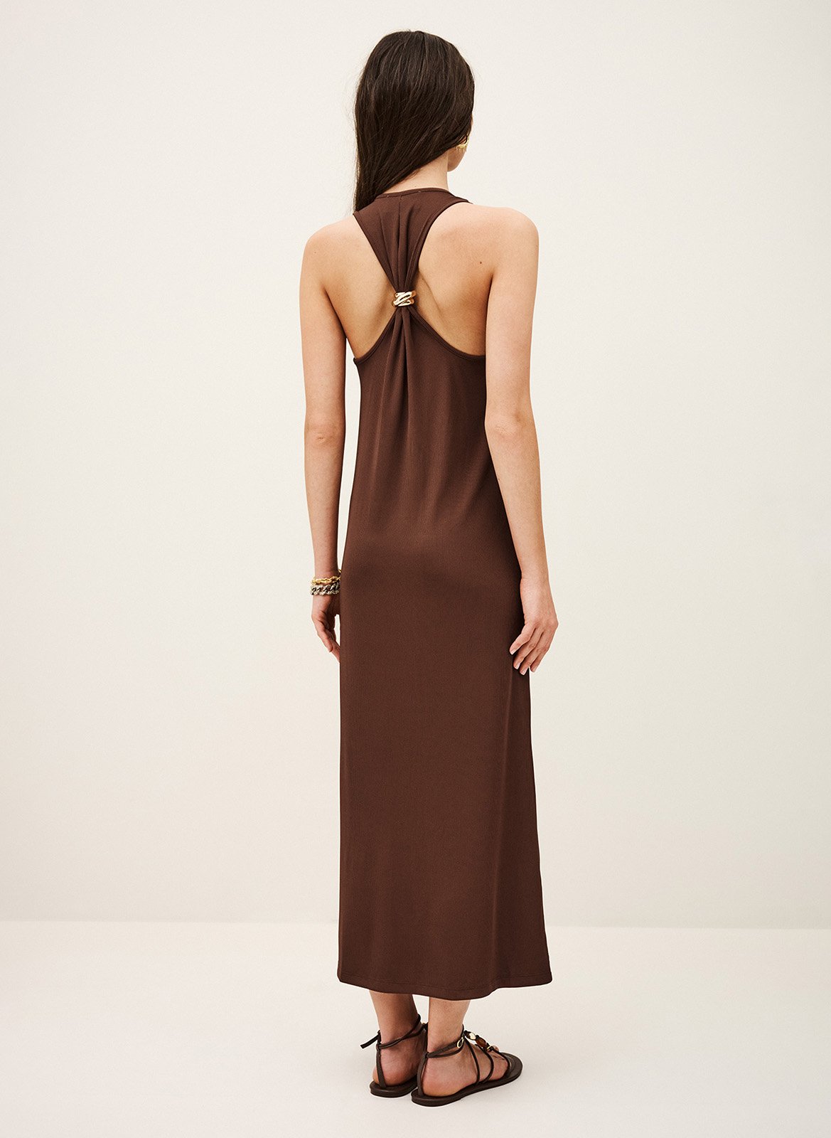 Robe longue encolure carré naora BA&SH Marron