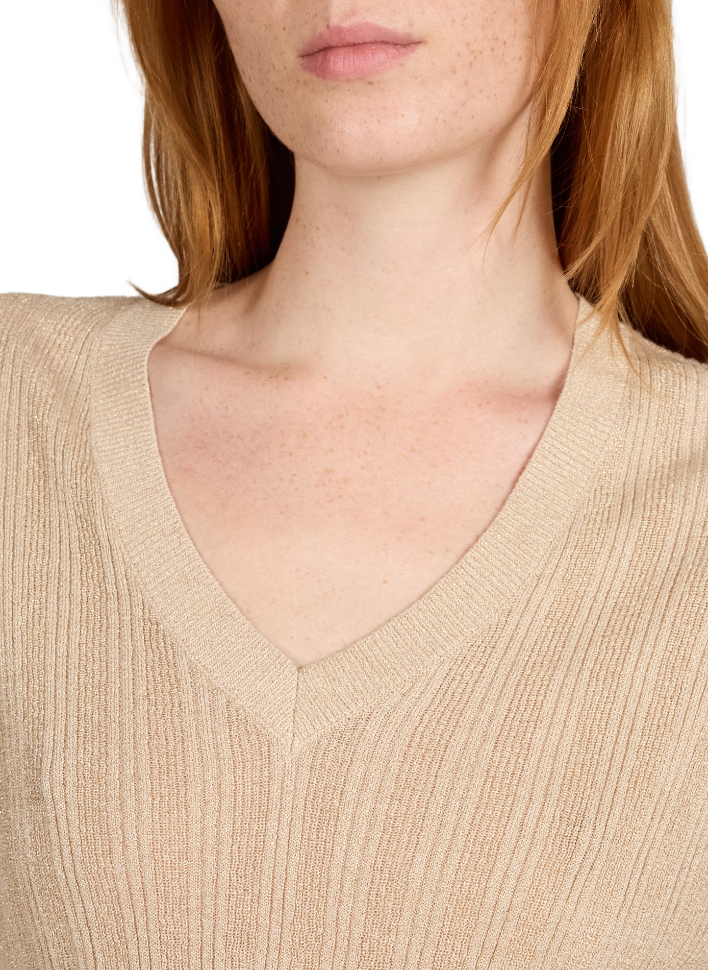 V-neck shiny knit sweater VILA Red