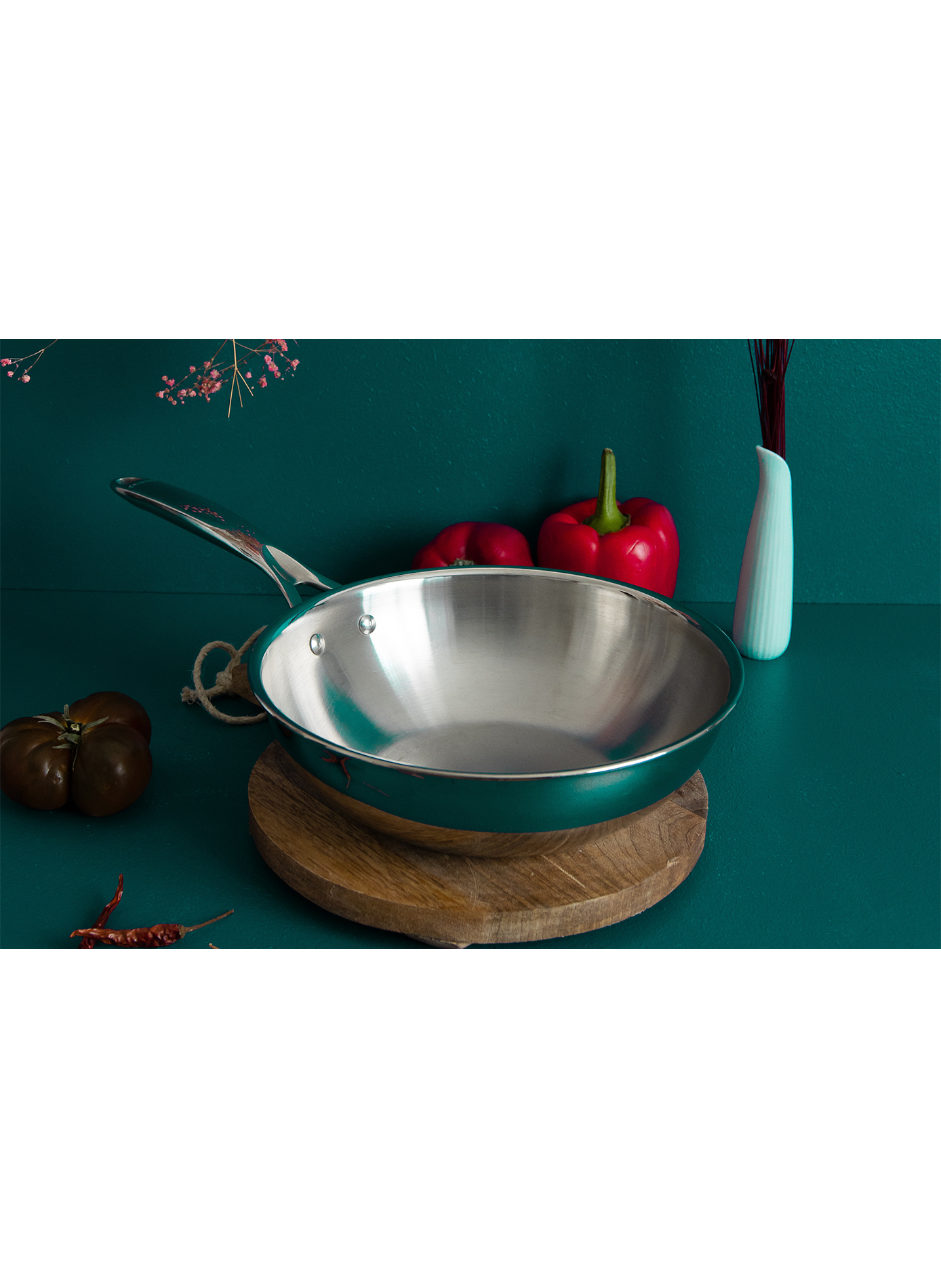 Wok Castel'Pro en inox CRISTEL Gris