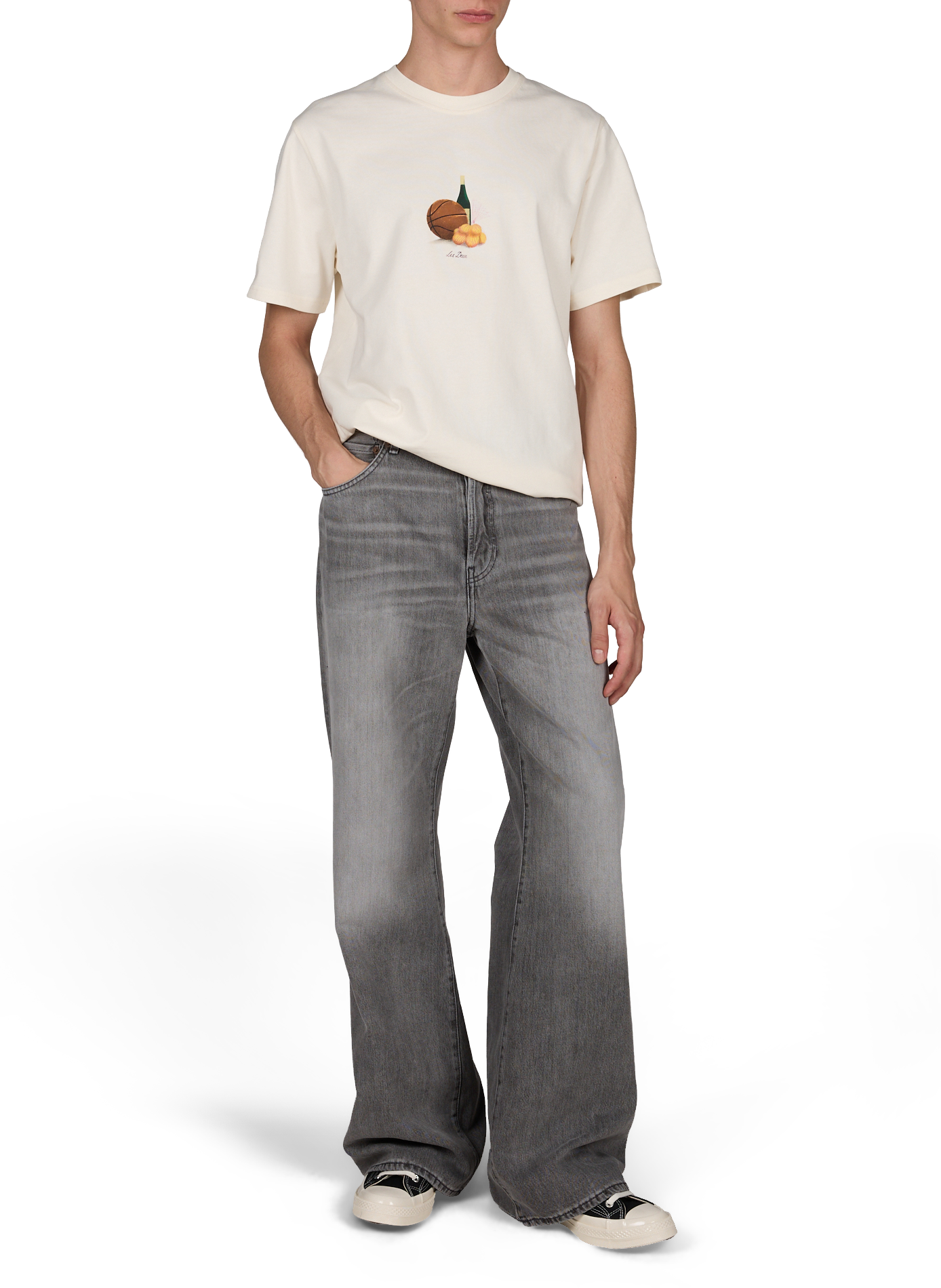 T-shirt droit imprimé en coton LES DEUX Blanc