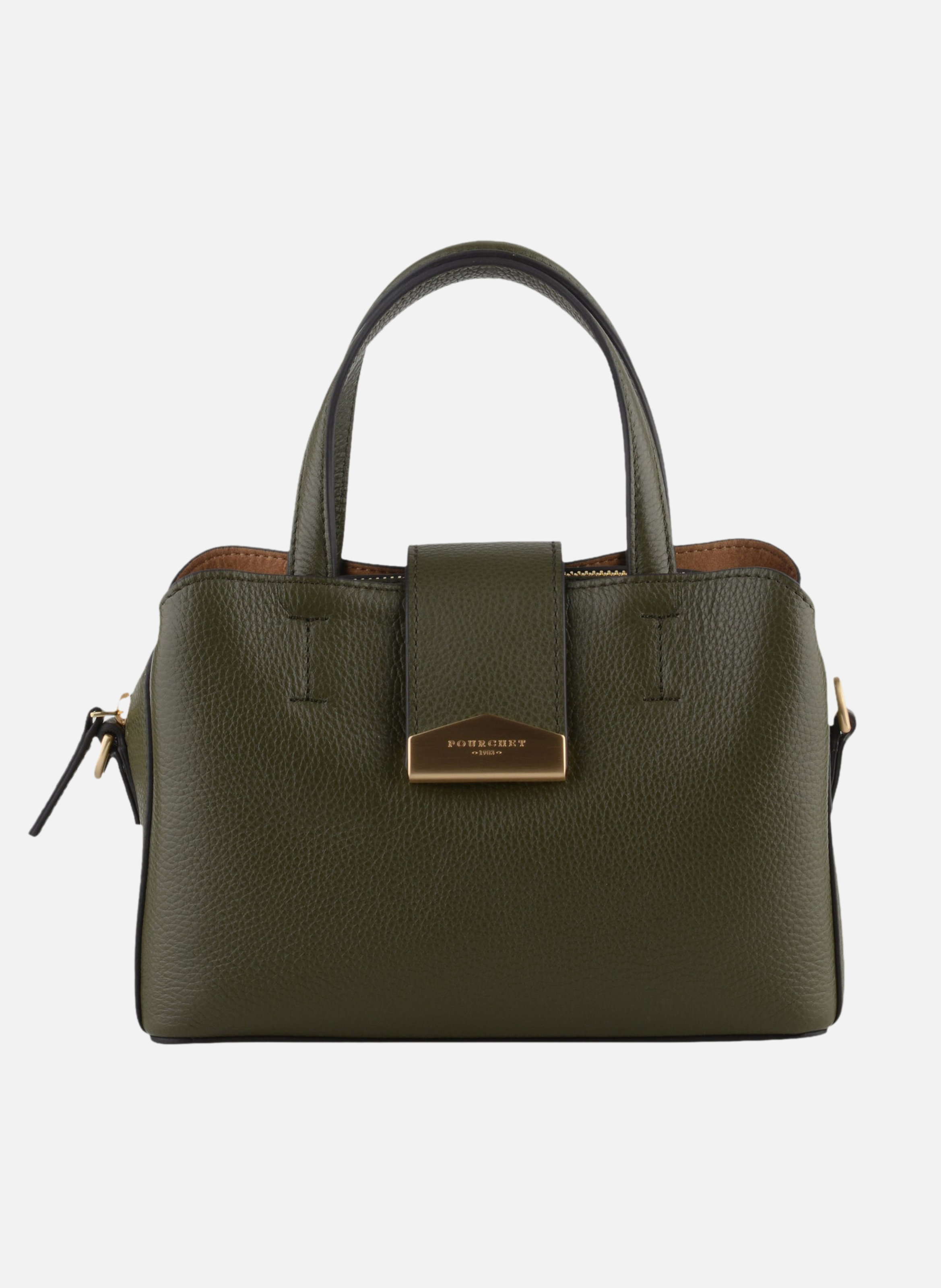 Cavalcade | sac porté épaule mm en cuir de vachette POURCHET Kaki