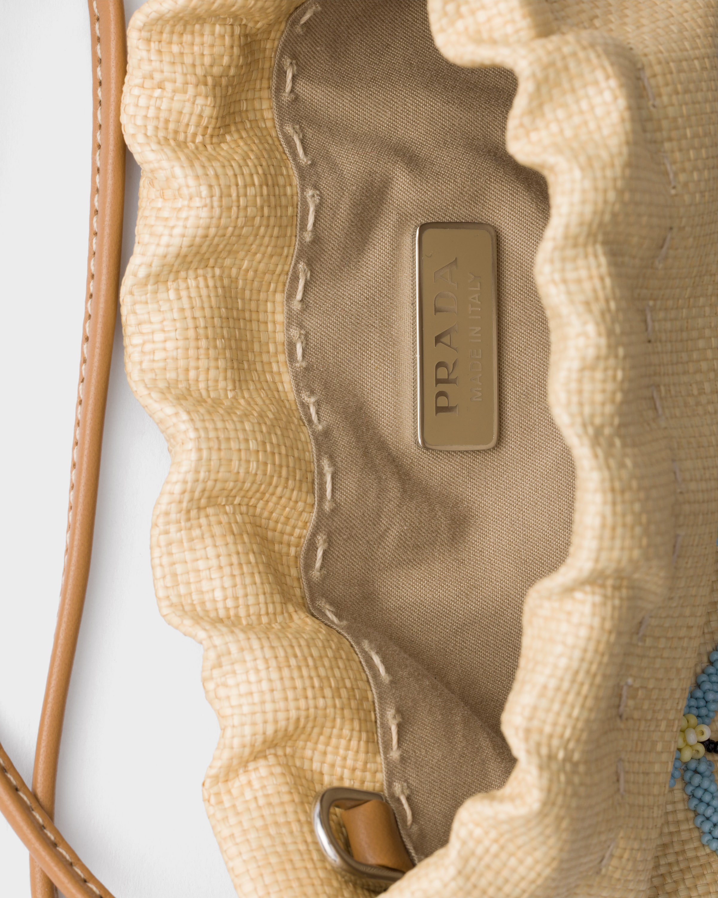 Étui pour smartphone en toile brodée PRADA Beige