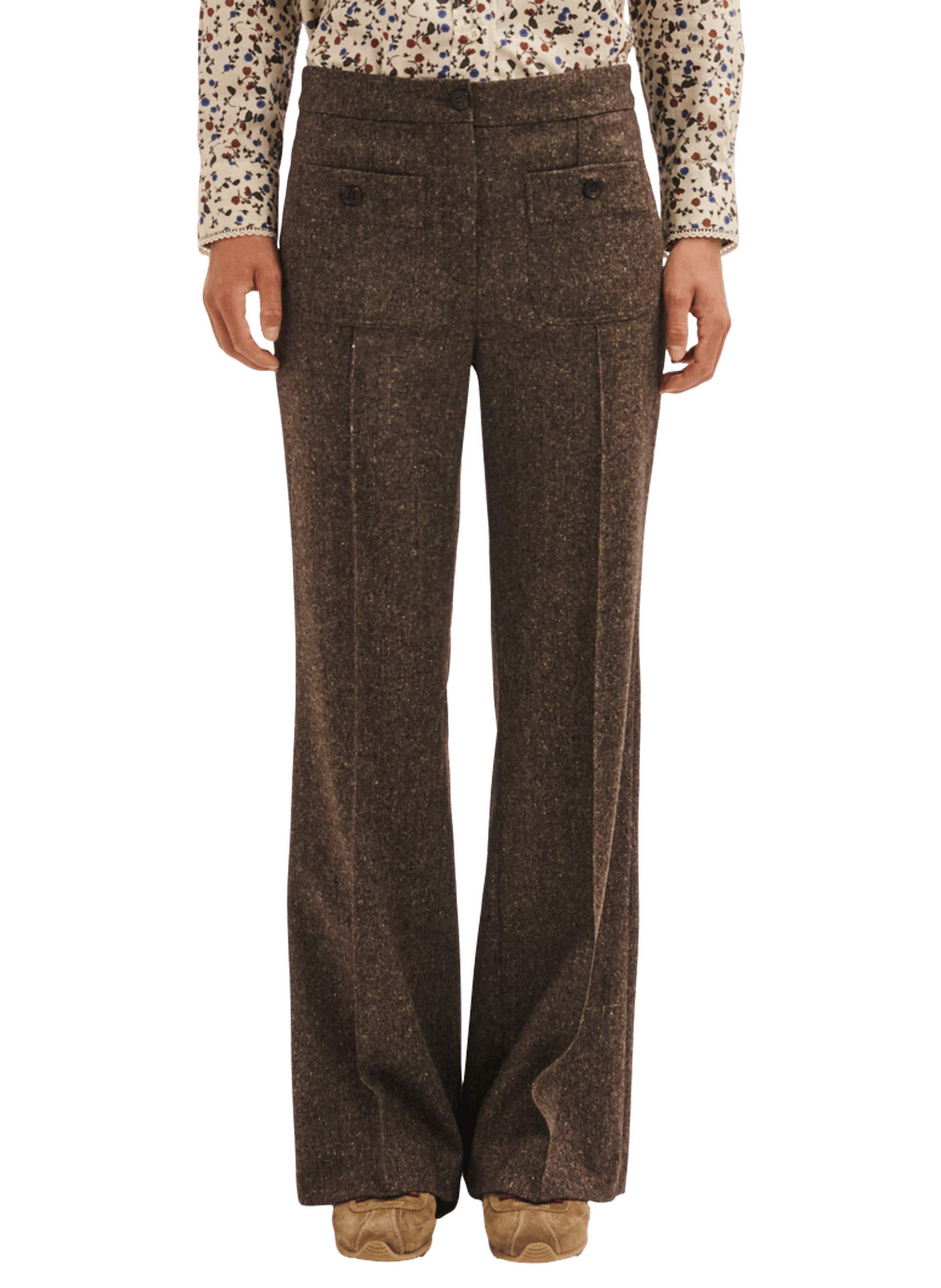 Pantalon 7/8 chiné - math PABLO Marron