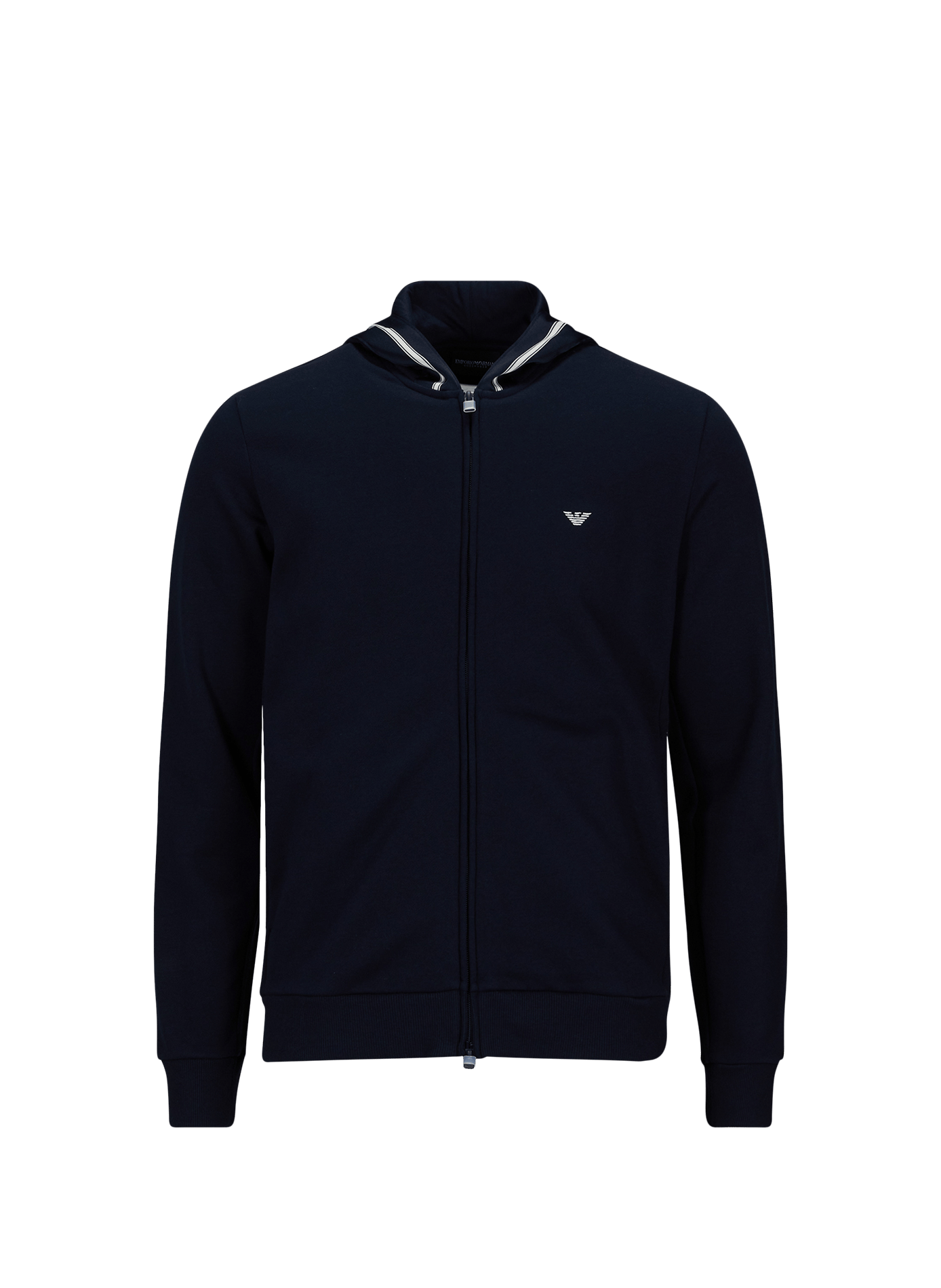 Sweatshirt droit à capuche en coton mélangé EMPORIO ARMANI Bleu