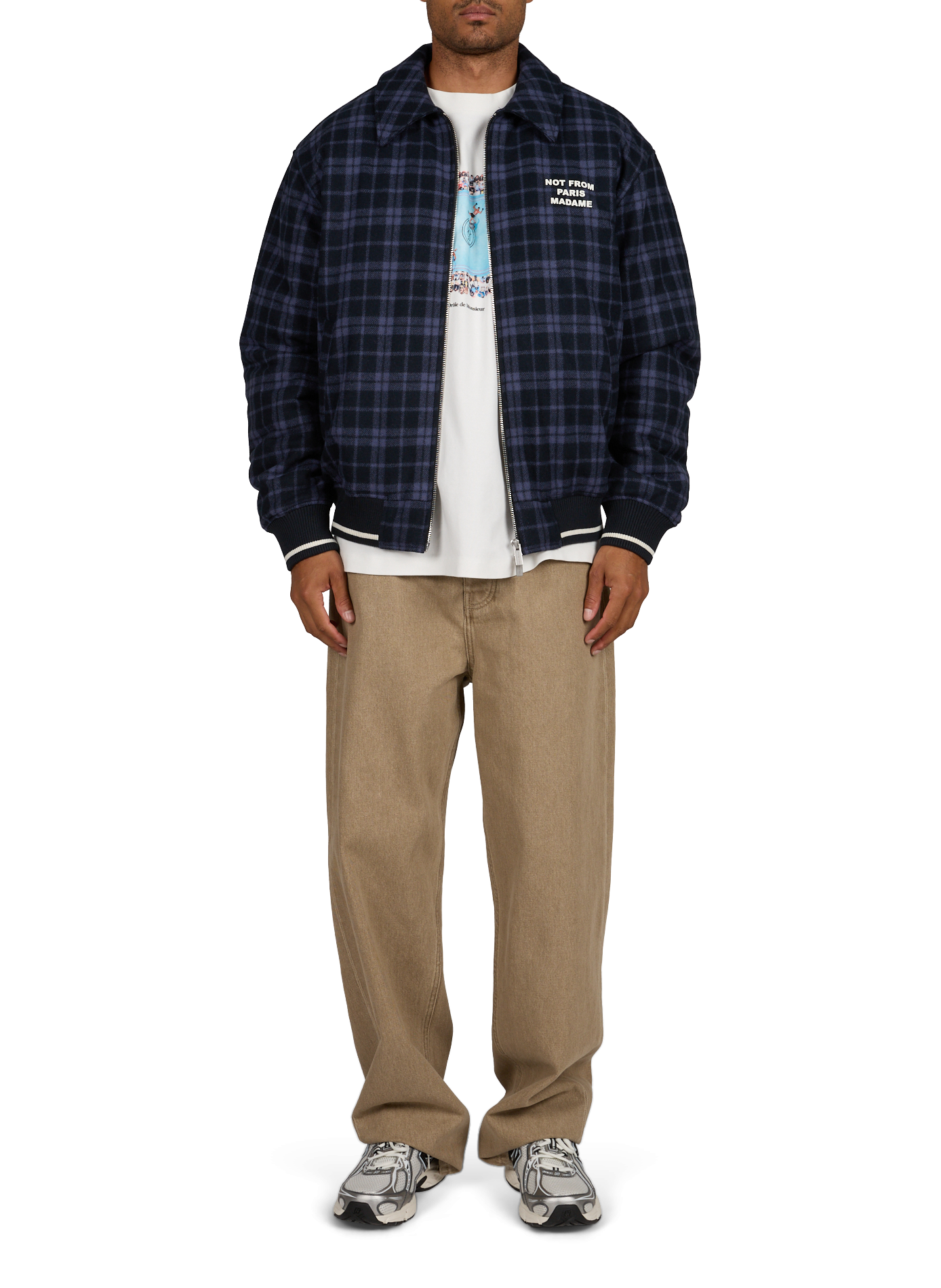 Blouson à carreaux à logo  DROLE DE MONSIEUR Bleu