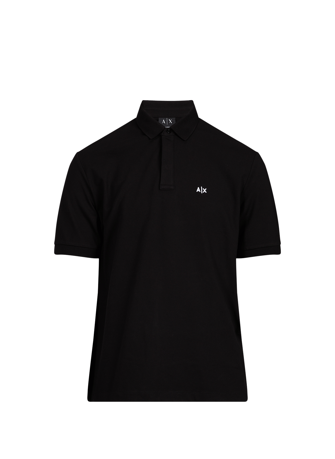 Straight polo shirt with embroidered logo in blended cotton. ARMANI EXCHANGE Black