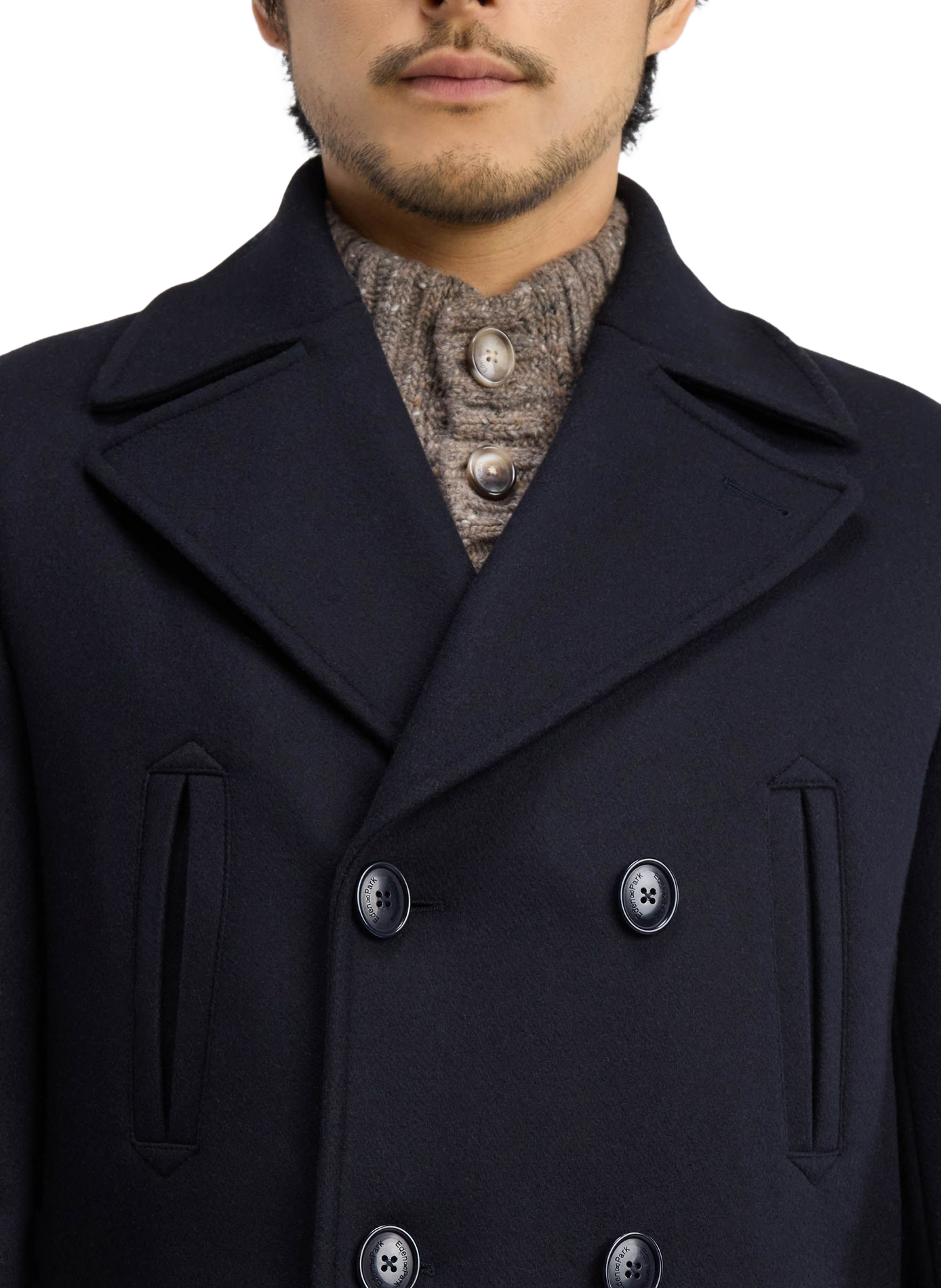 Manteau col tailleur en laine mélangée EDEN PARK Blauw