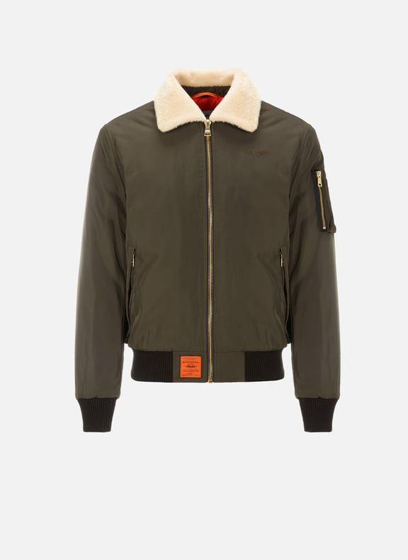 Bomber with furry collar Khaki by BOMBERS ORIGINAL BOMBERS ORIGINAL Bomber with furry collar Khaki