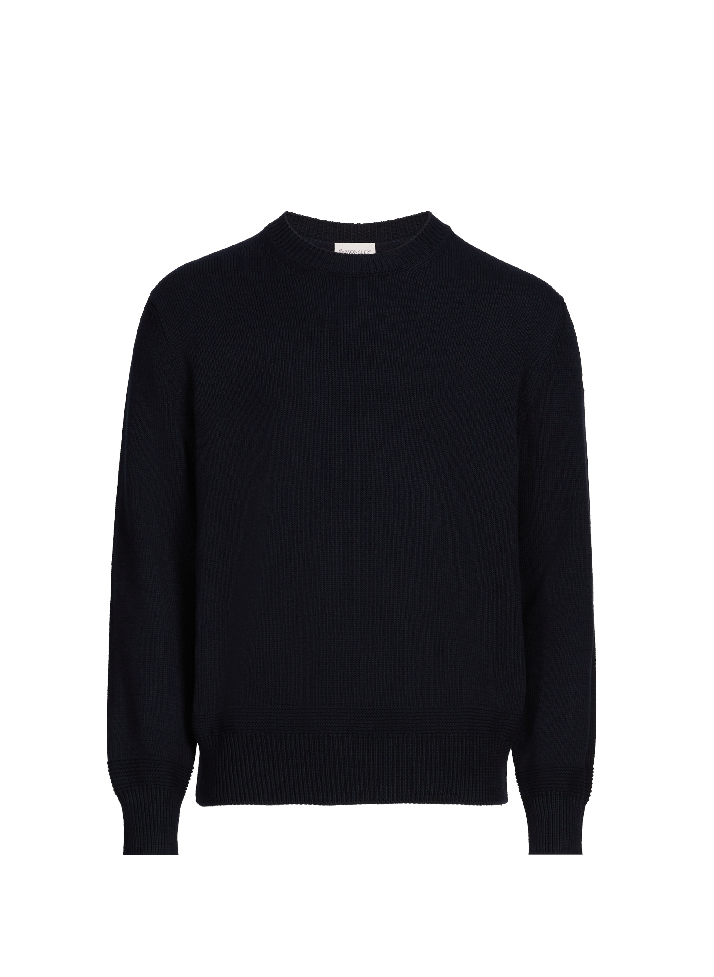 Straight ribbed cotton knit sweater MONCLER Blue