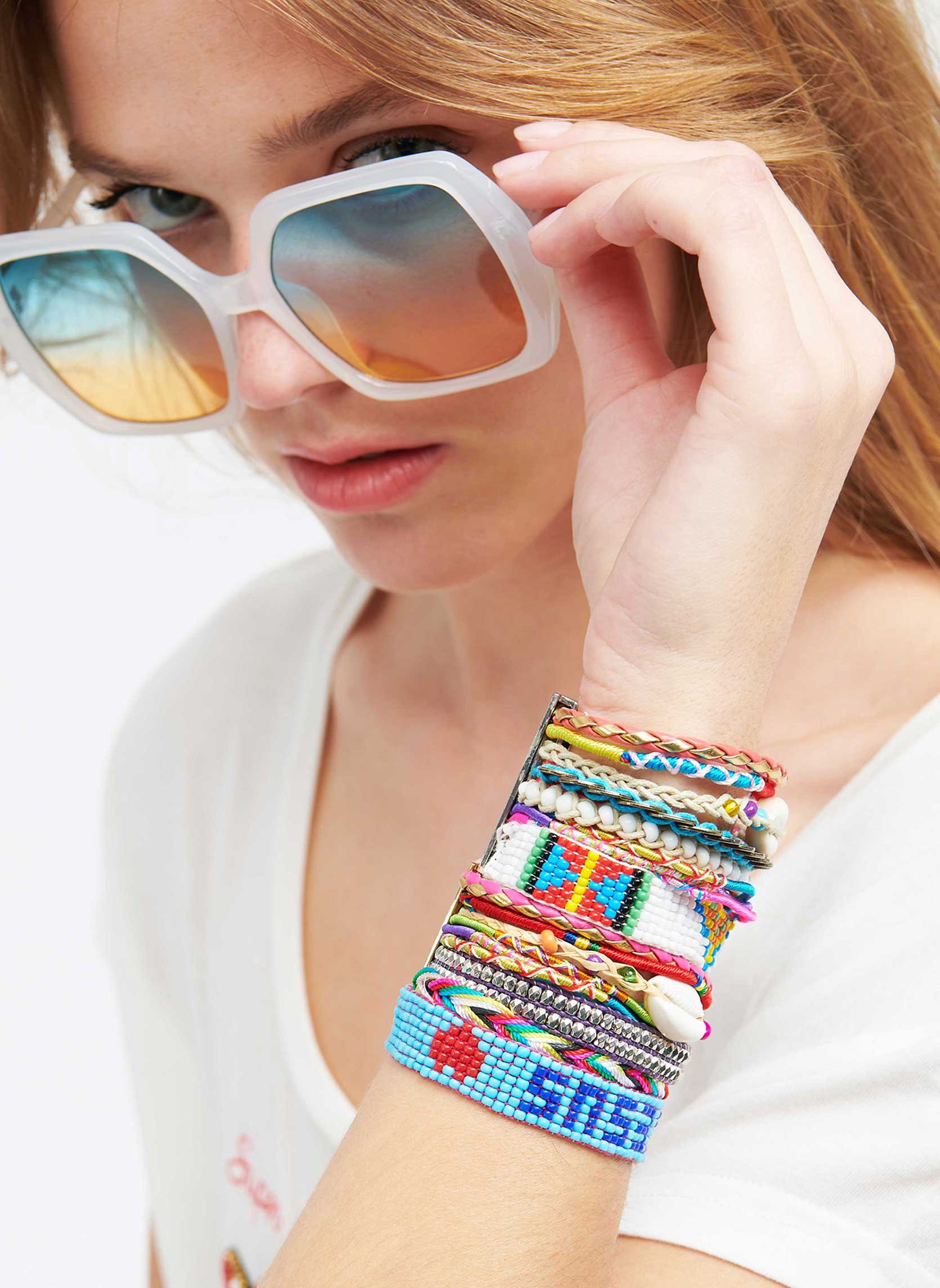 Manchette bracelet multiliens brésiliens version 04 HIPANEMA Doré