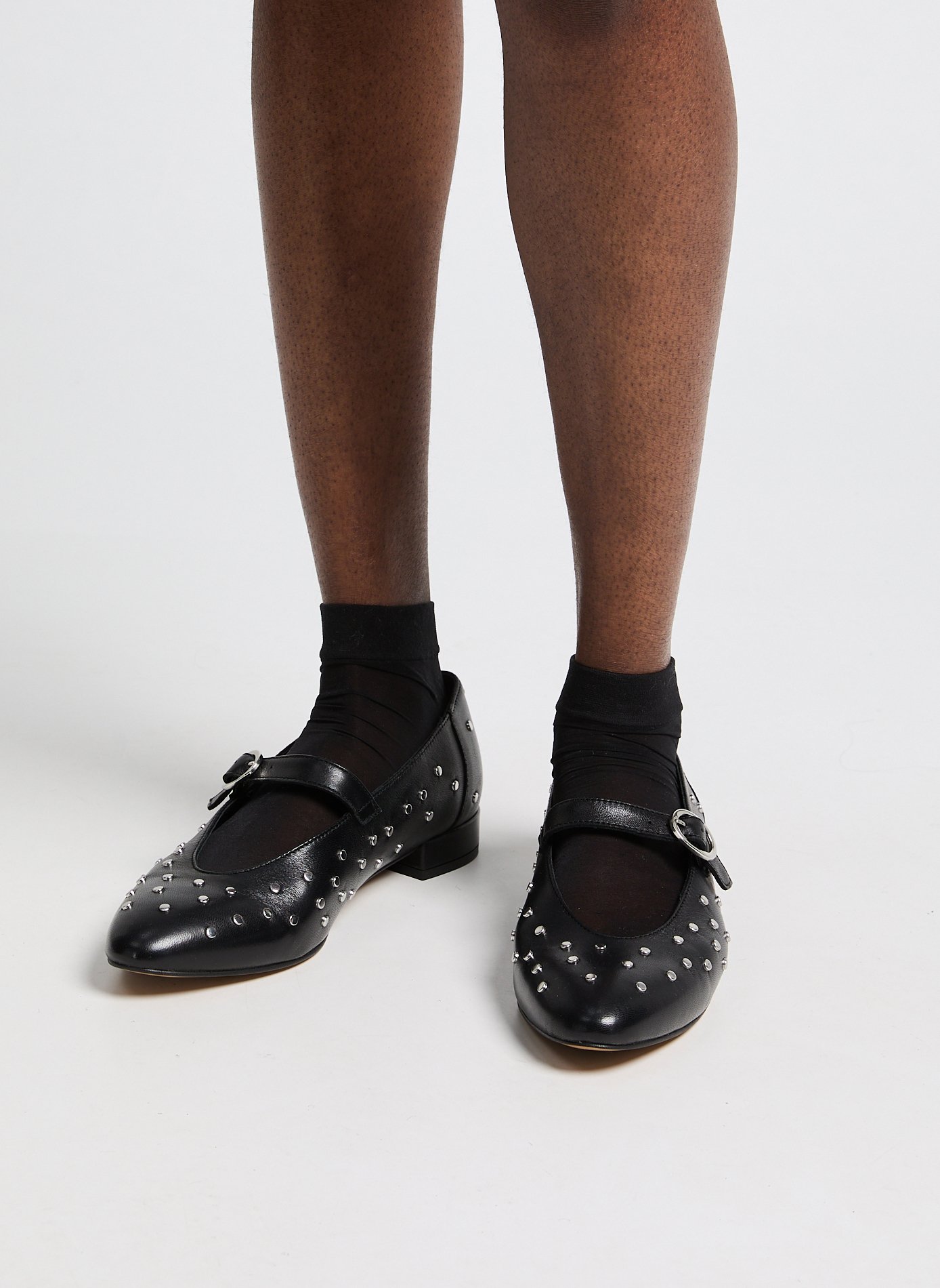 Brides en cuir à studs MAISON TOUFET Noir