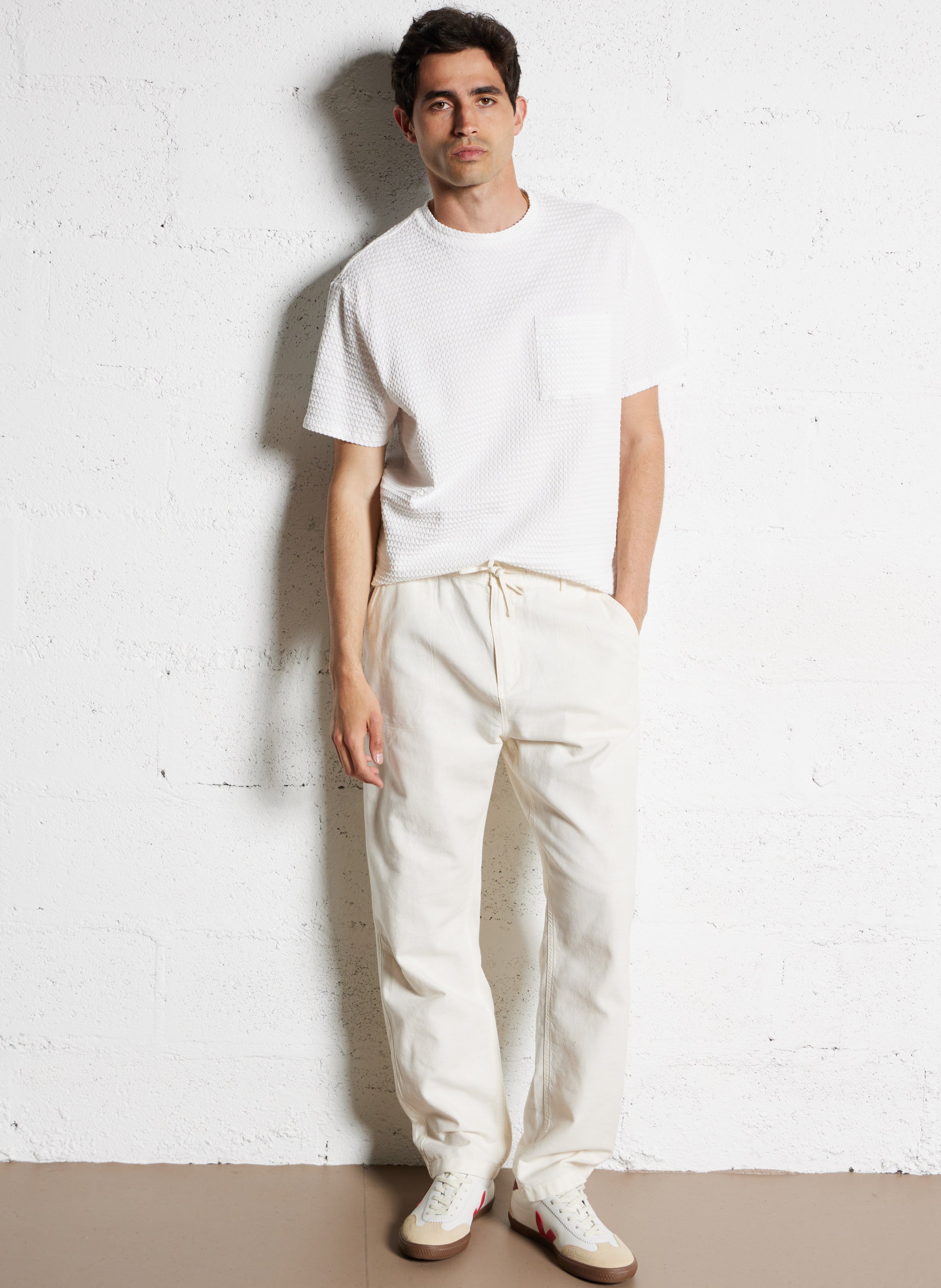 Tee-shirt col rond en coton mélangé IKKS Blanc