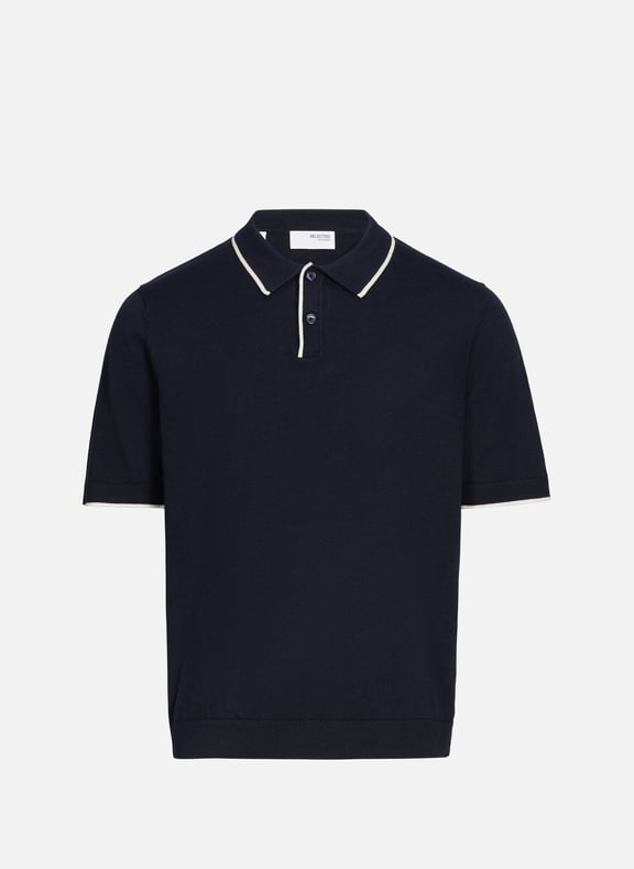 Cotton and linen polo shirt Blue by SELECTED SELECTED Cotton and linen polo shirt Blue