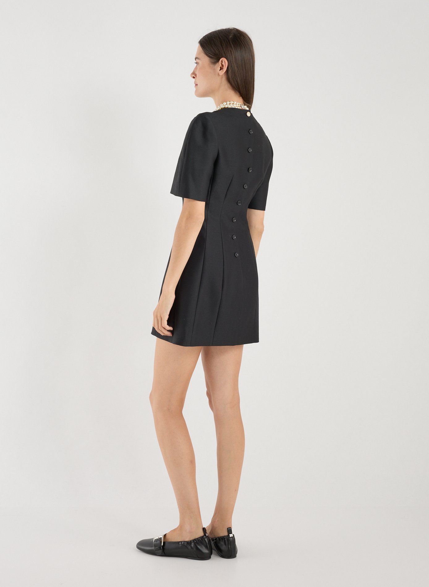 Short dress in wool and silk EENK Black