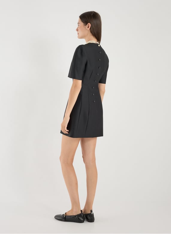 Short dress in wool and silk | Black by EENK Short dress in wool and silk Black