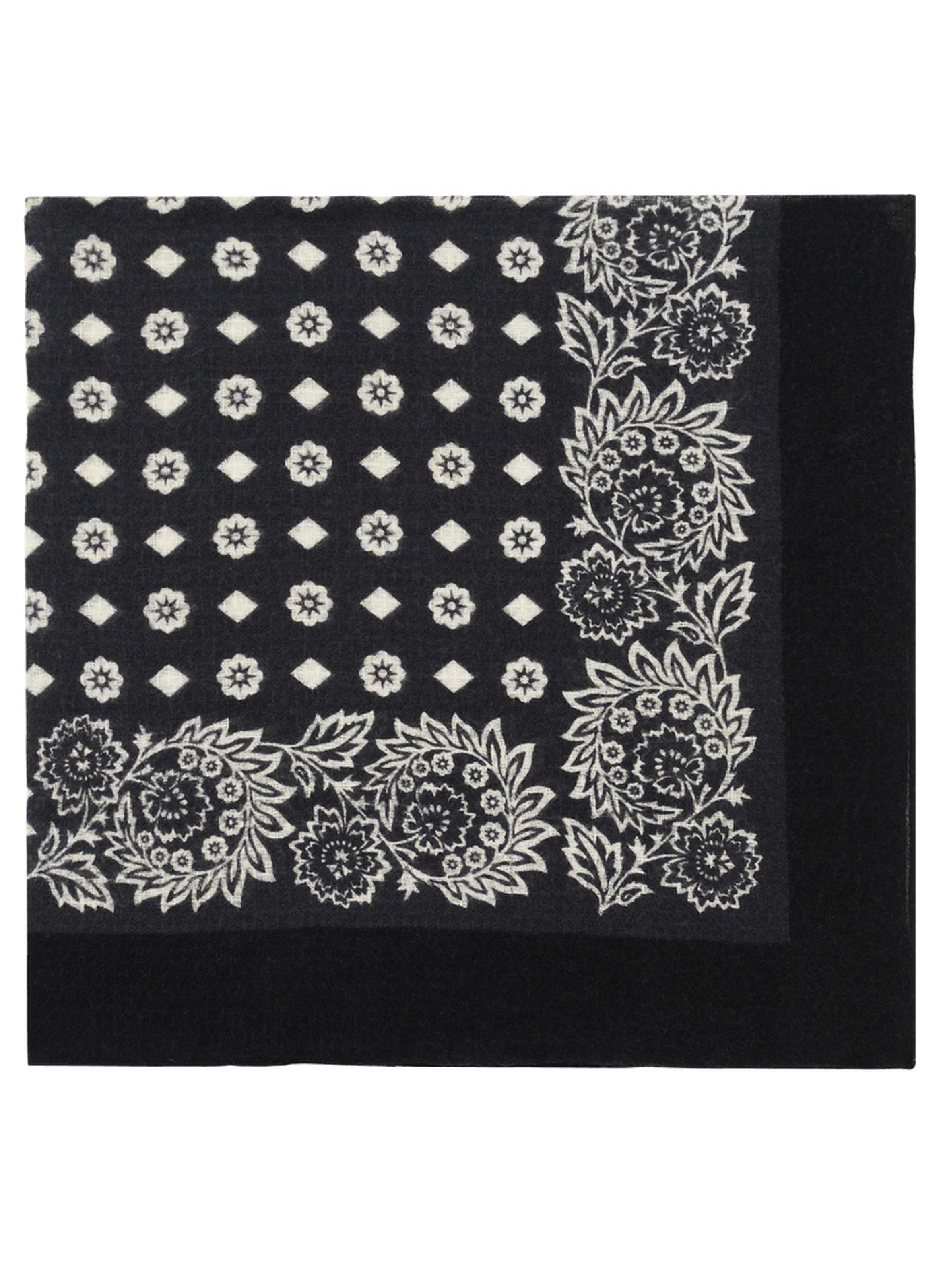 Carré imprimé en laine et soie - renelle PABLO Noir