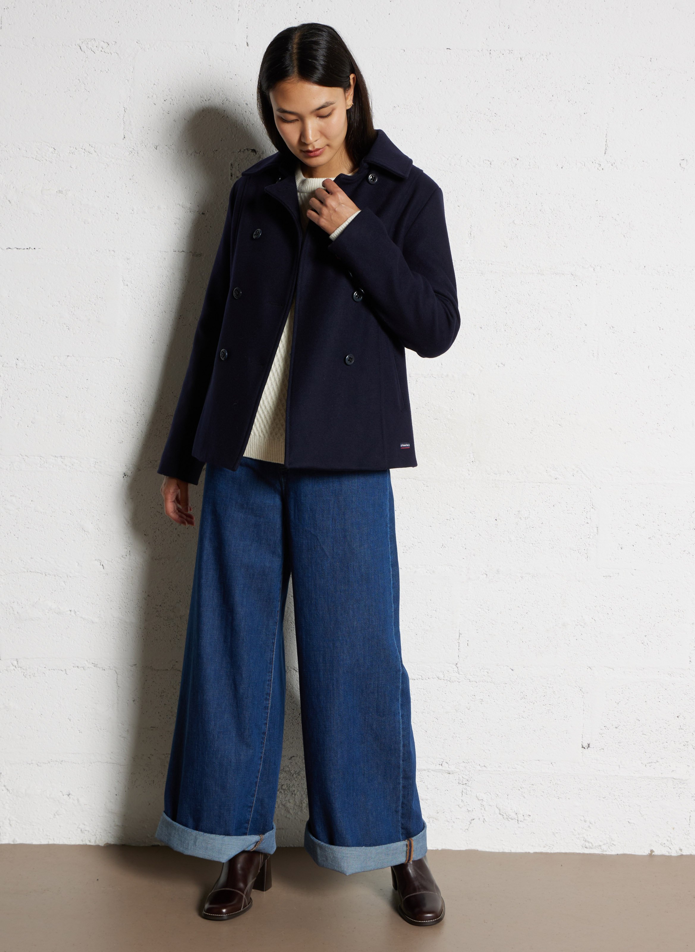 Manteau col tailleur en laine pointe du van ARMOR-LUX Bleu