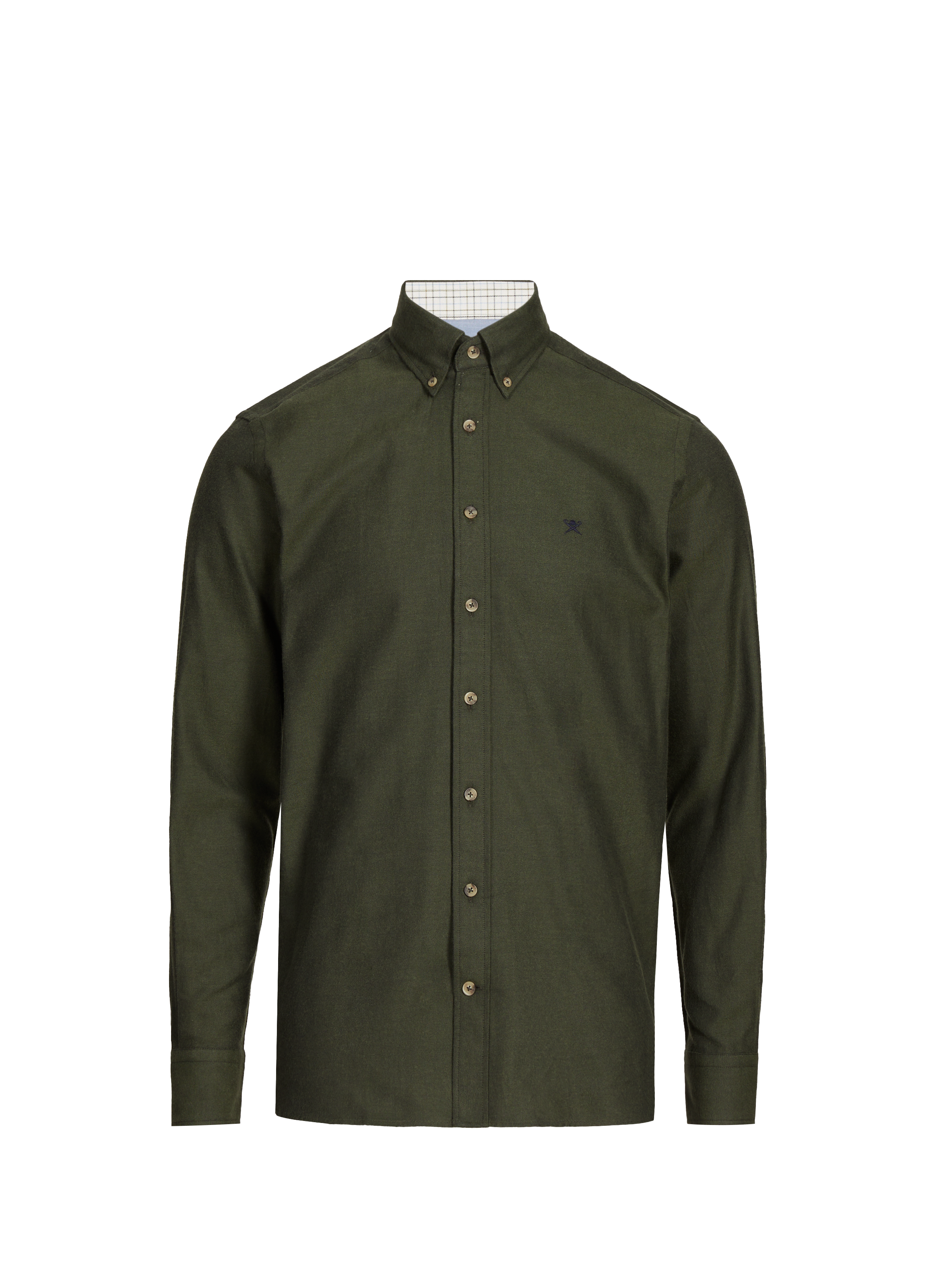 Chemise unie à col américain en coton HACKETT Vert