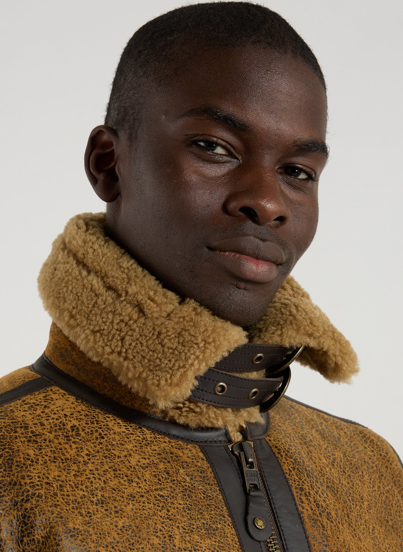 Blouson bombardier en cuir de mouton SCHOTT Jaune