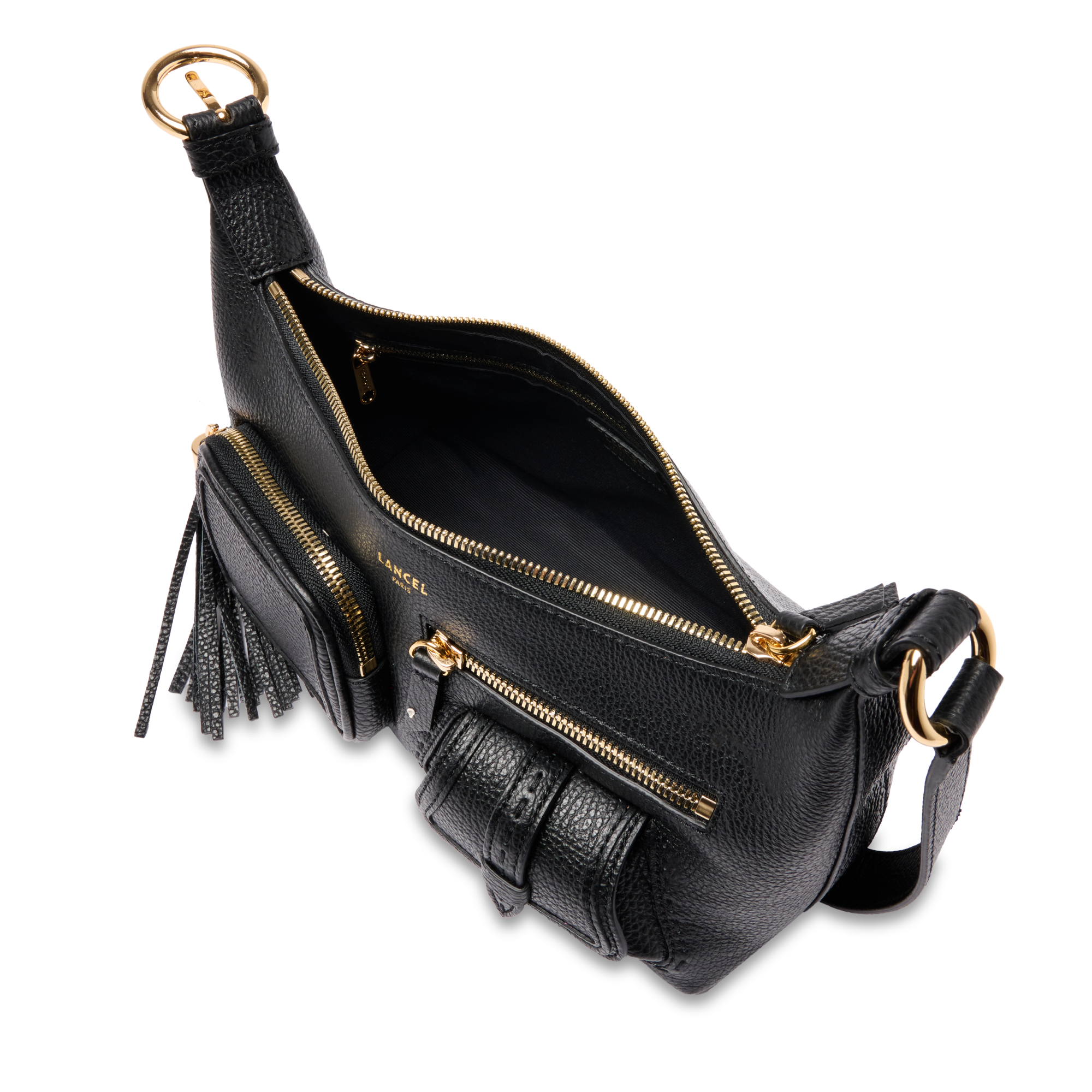 Sac porté croisé zippé multipoches s premier flirt de lancel en cuir LANCEL Noir