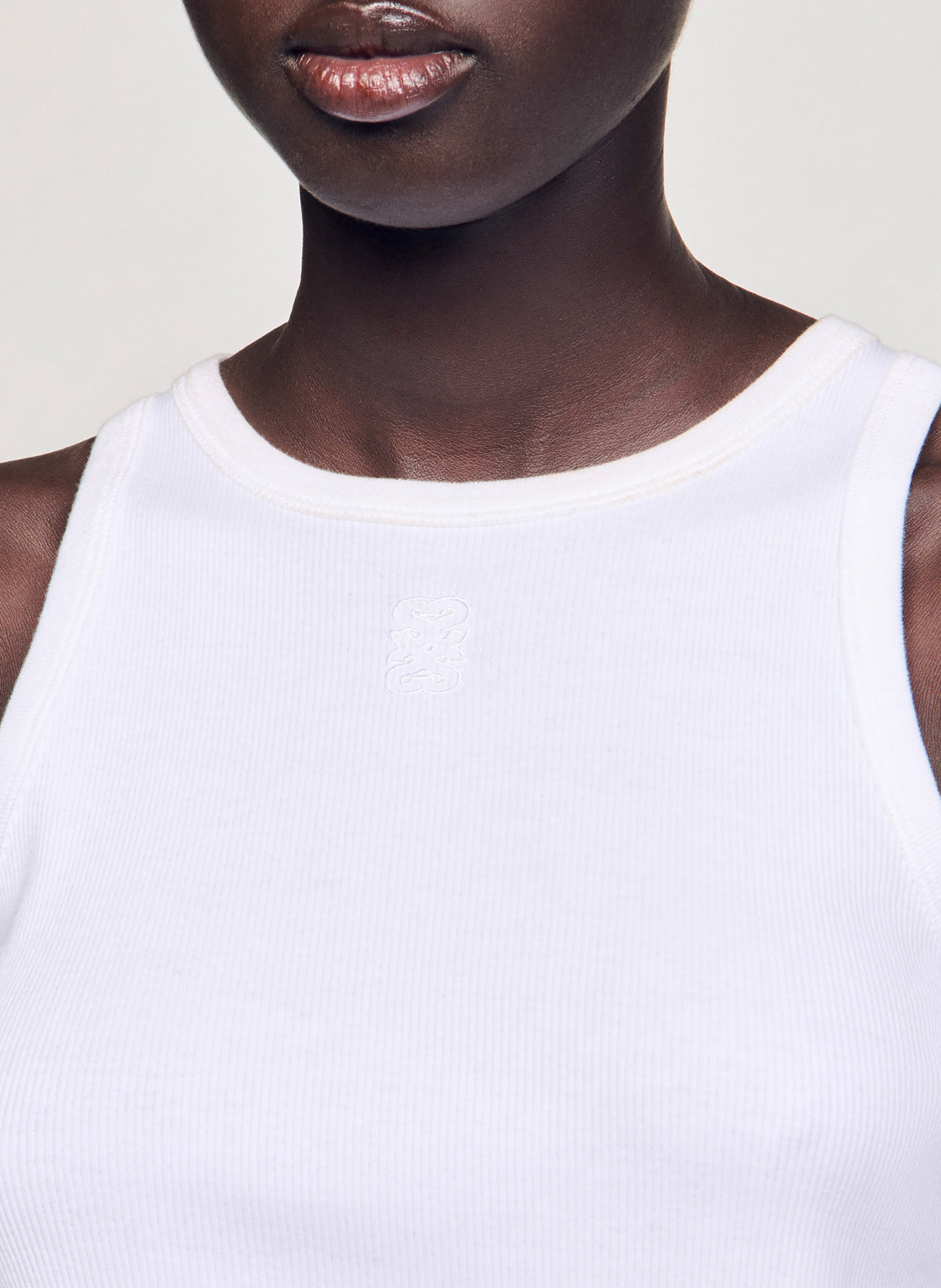 Débardeur col rond en coton SANDRO Blanc