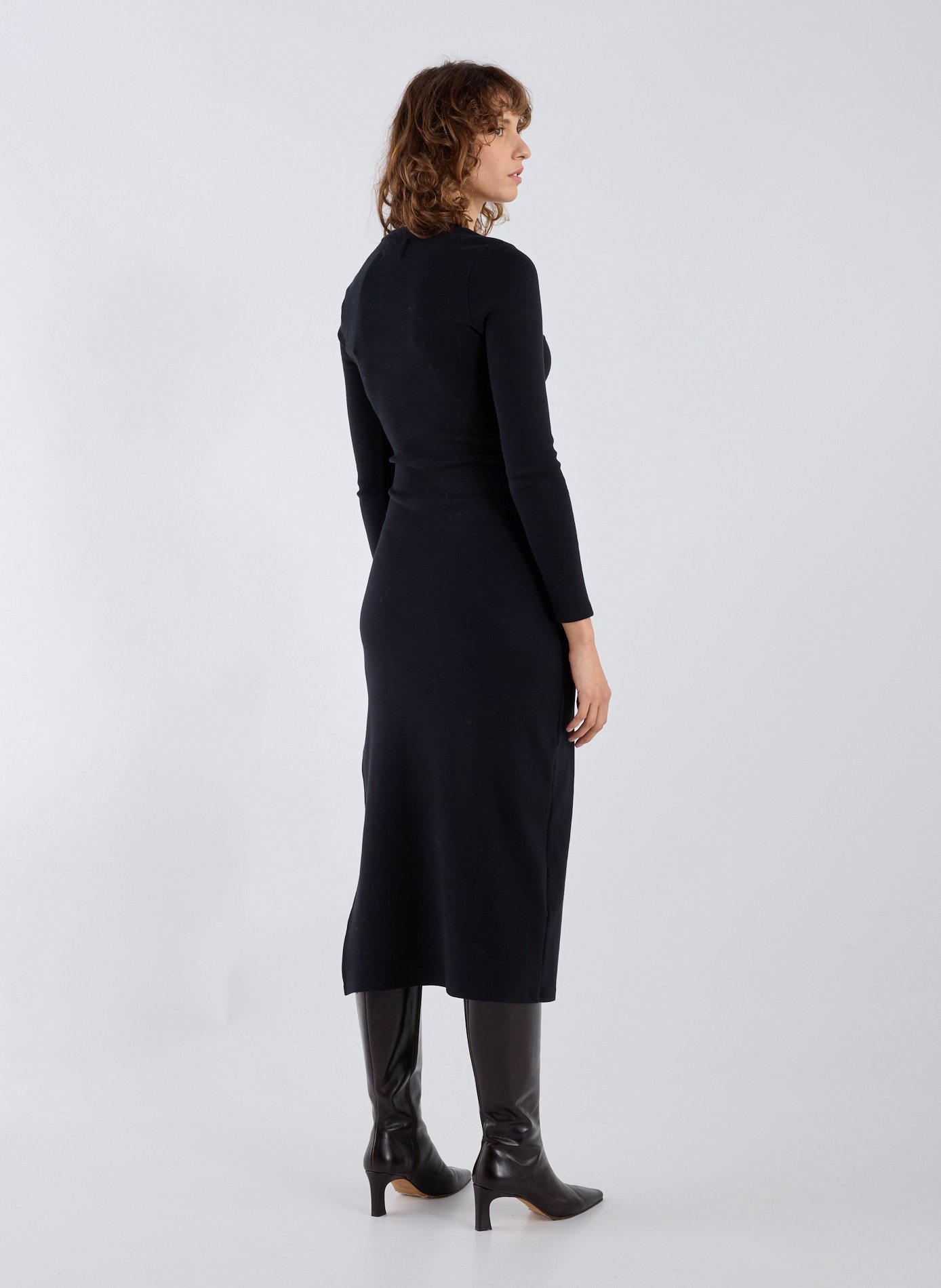 Robe longue nouée en coton mélangée SAISON 1865 Noir