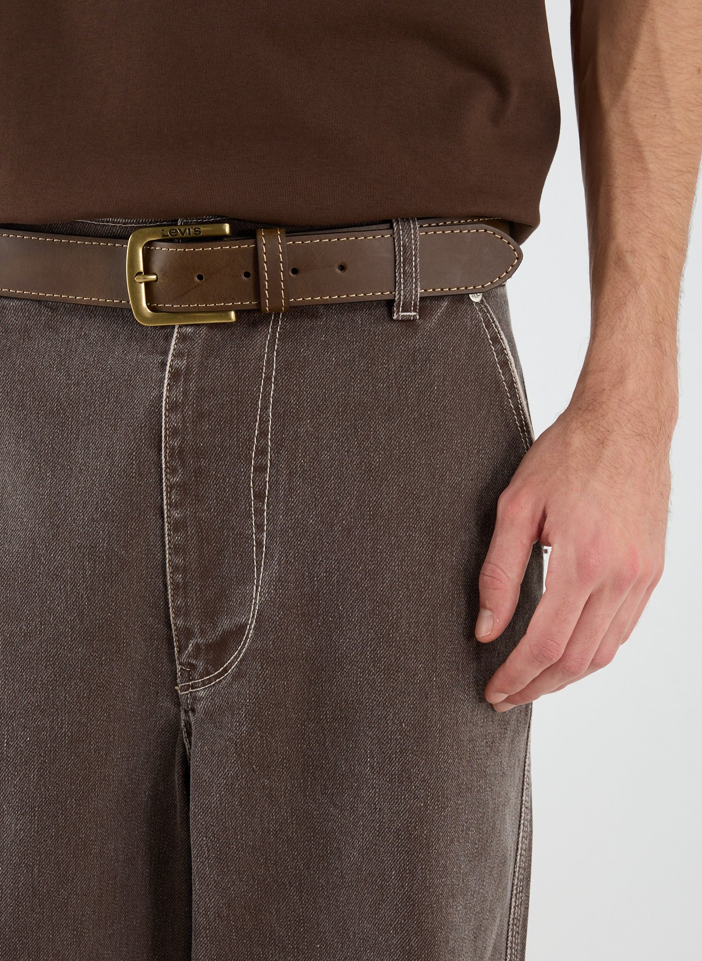 Ceinture en cuir Loire LEVIS ACCESSOIRES Marron