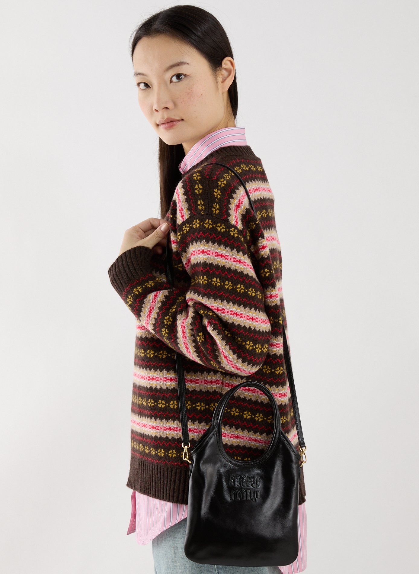 Leather handbag Ivy MIU MIU Black