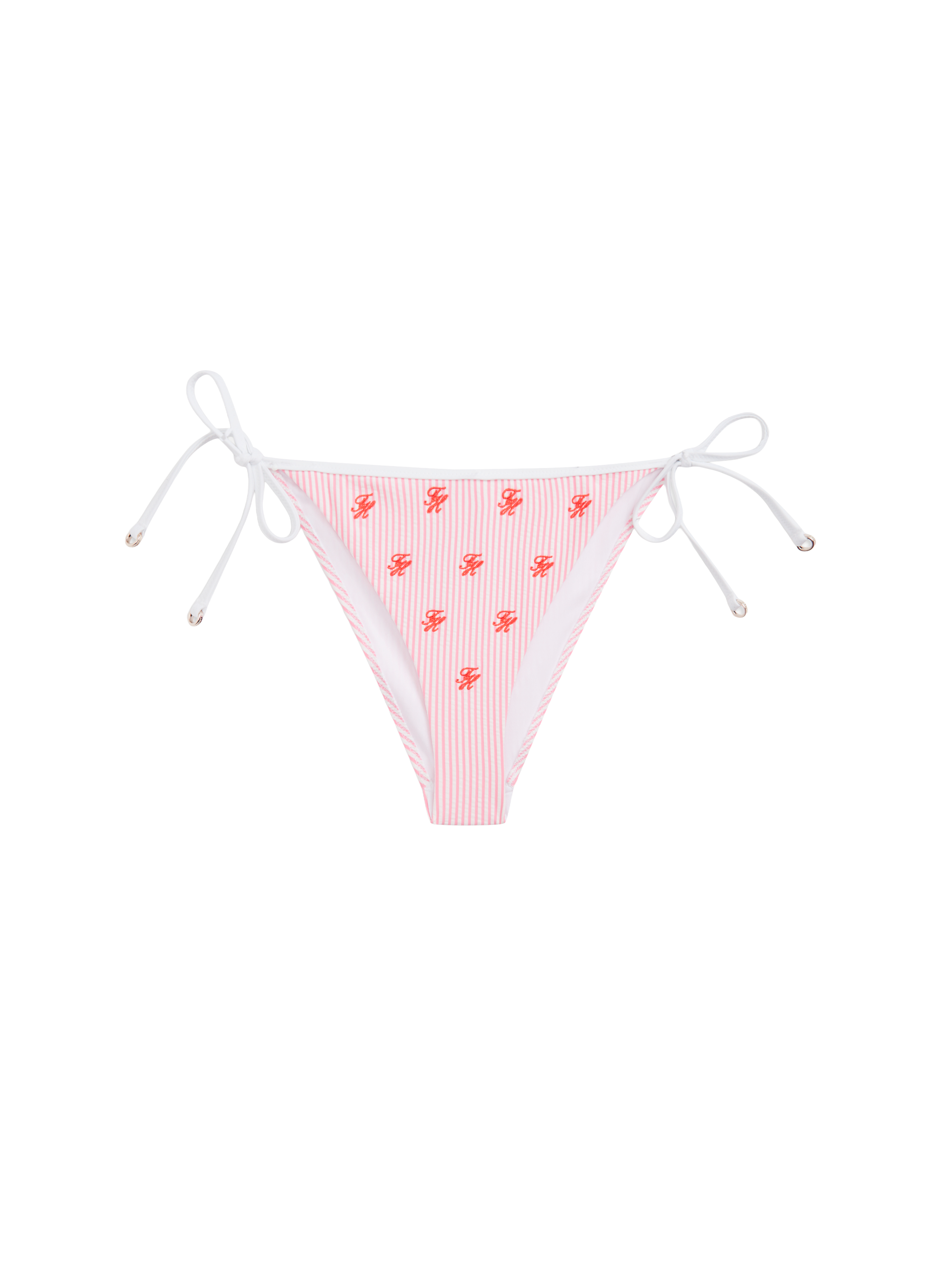 Striped bikini bottom with embroidered logo to tie TOMMY HILFIGER Pink