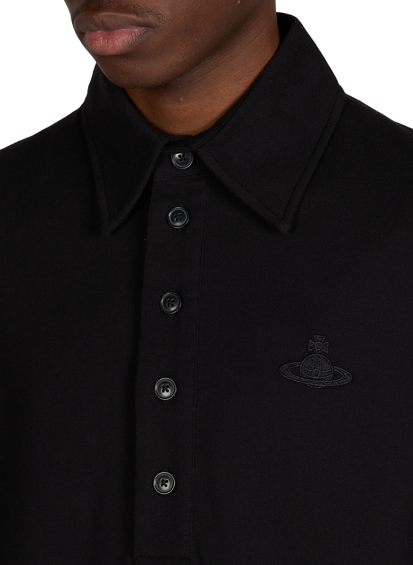 Long-sleeve cotton Polo shirt VIVIENNE WESTWOOD Black