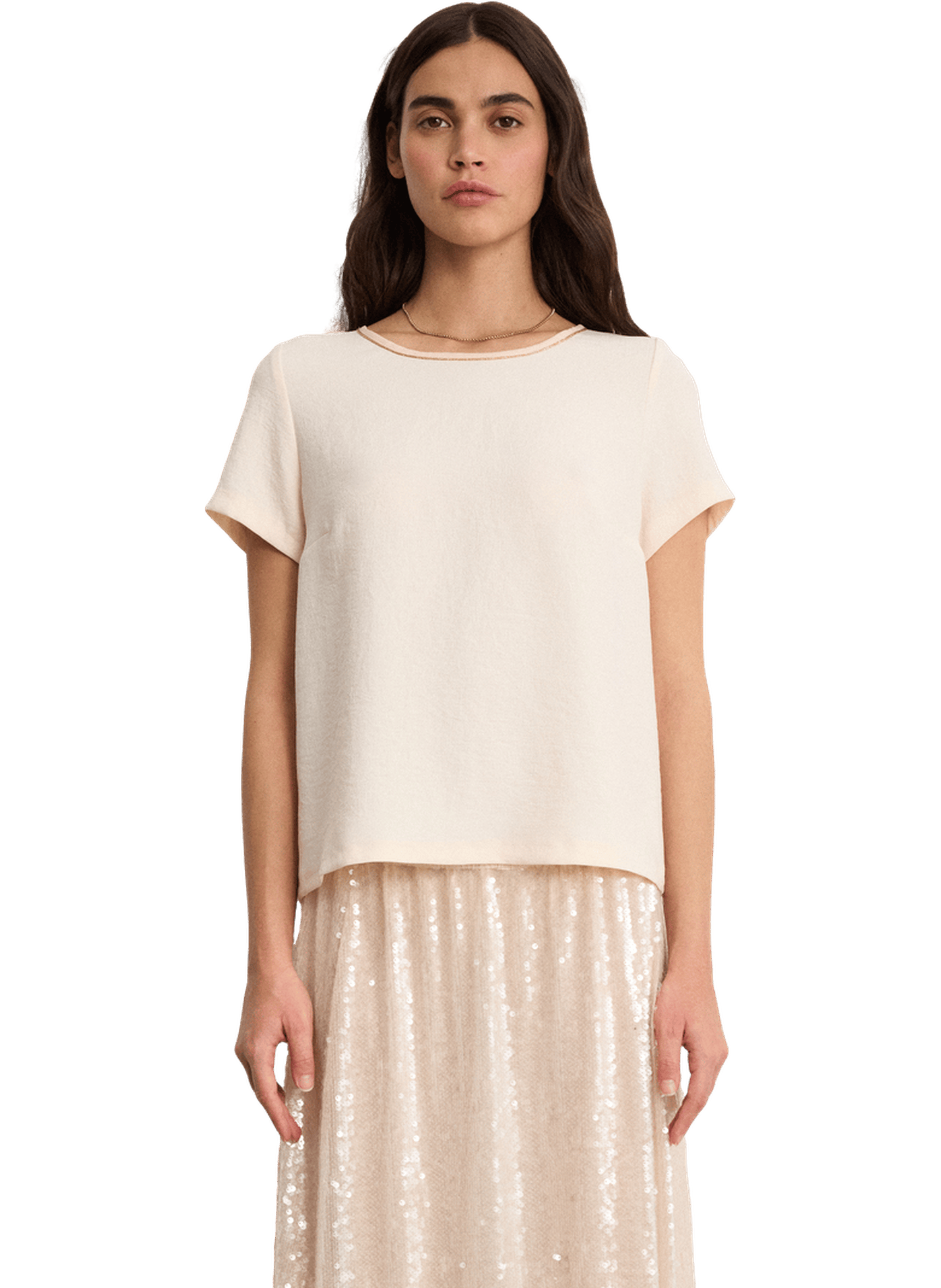Top fluide à col lurex - carine PABLO Beige