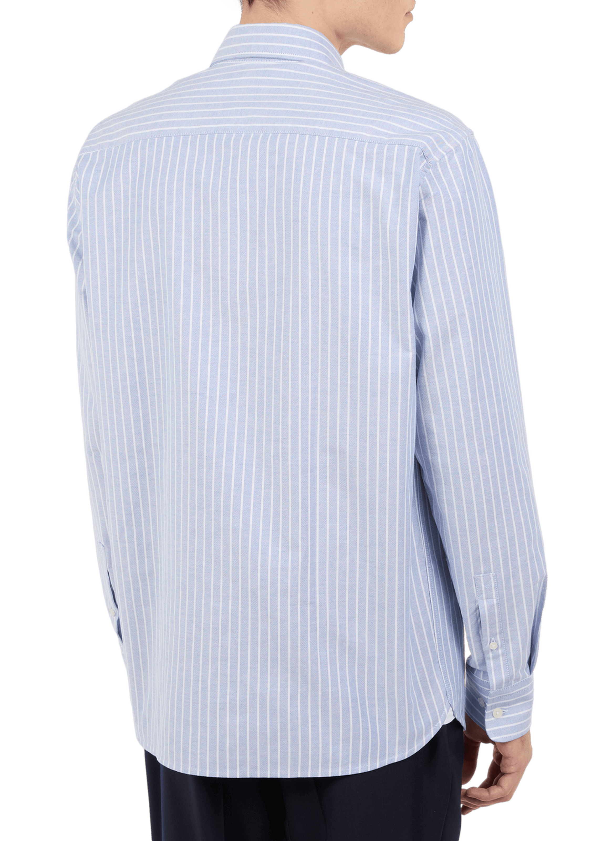Gray American collar striped cotton shirt SAISON 1865 Blue