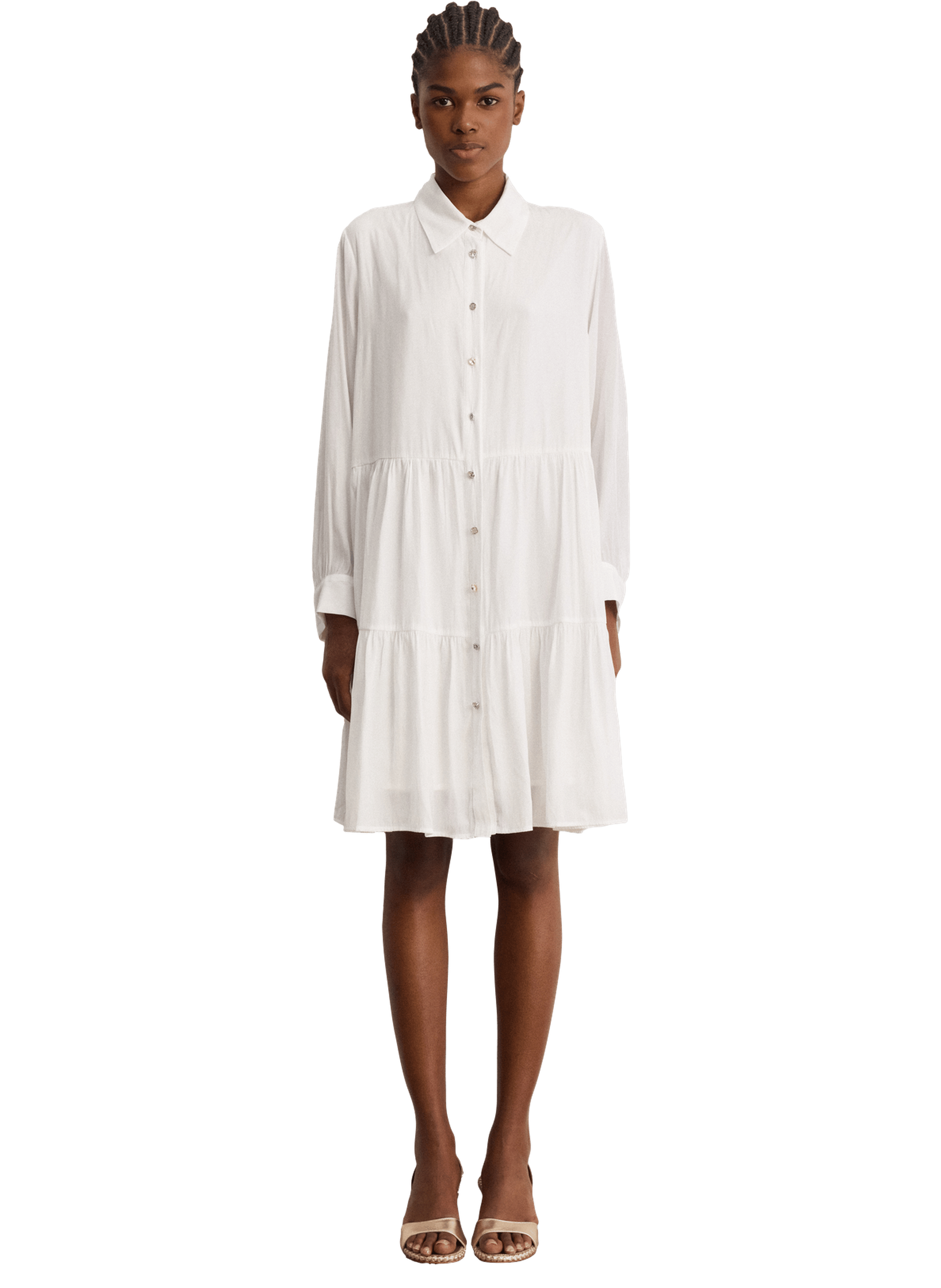 Robe chemise courte à volants - amance PABLO Blanc