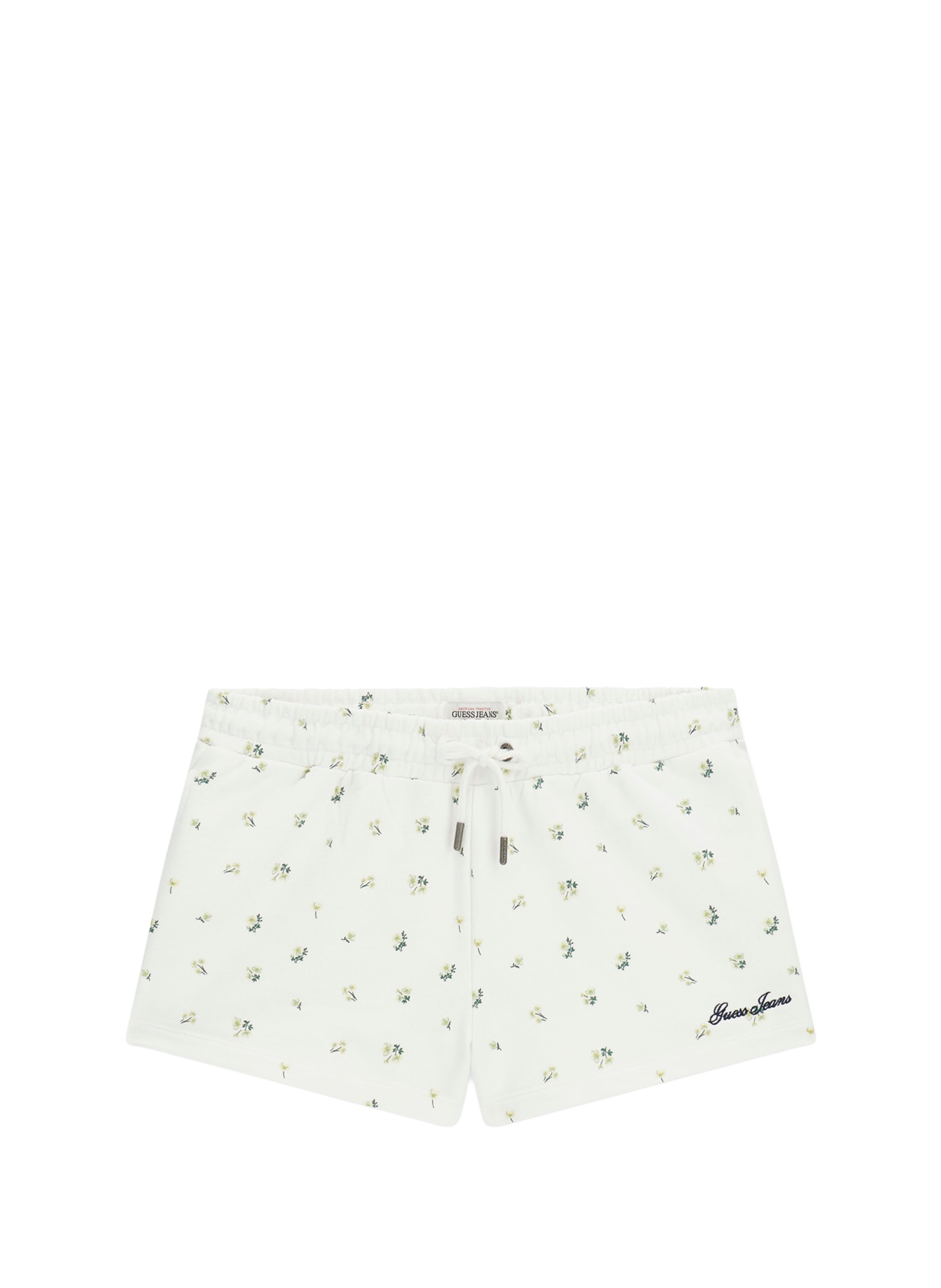 Korte broek met bloemenprint van katoen GUESS Wit