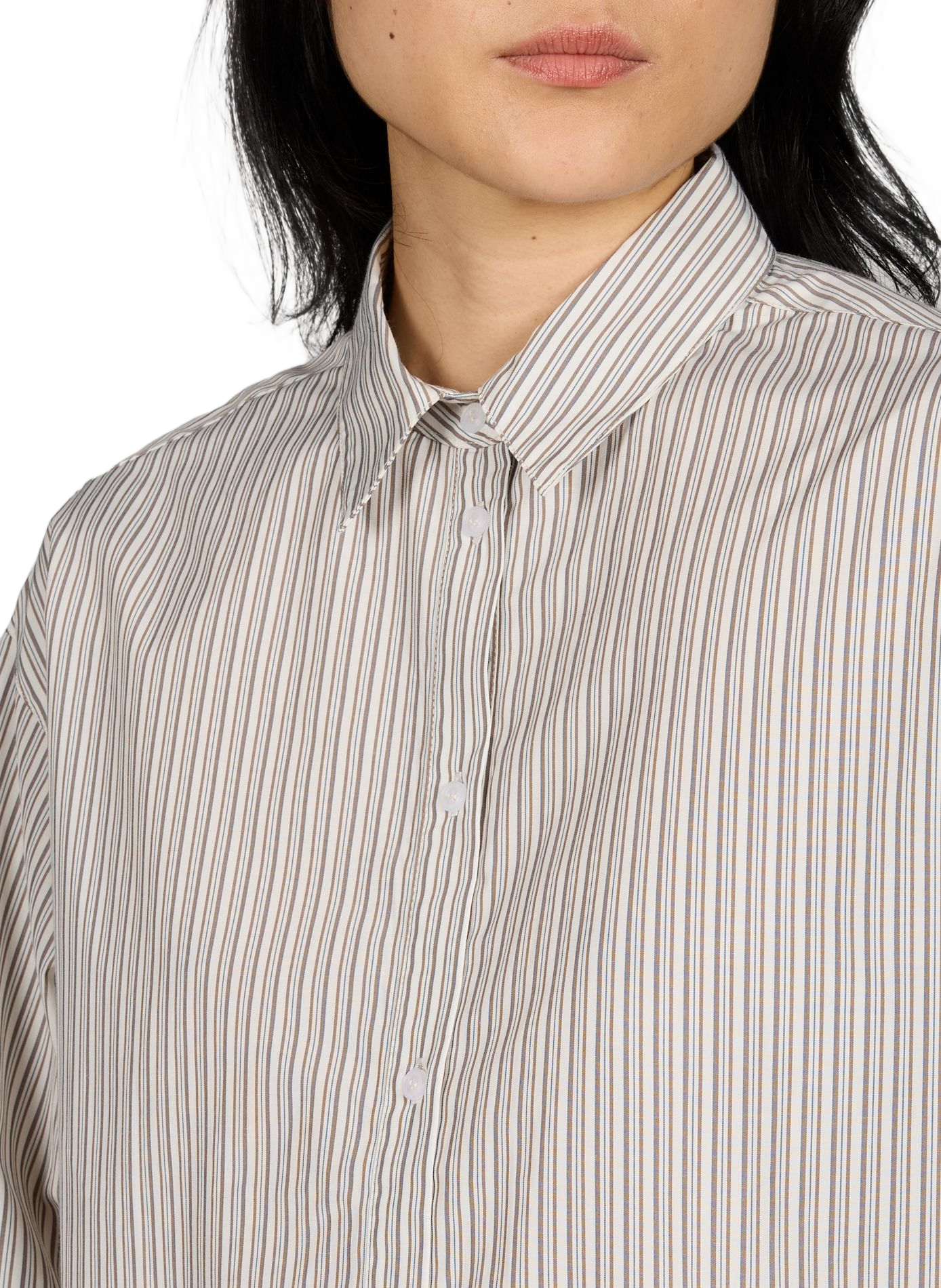 Oversized shirt with classic collar in stripes MSCH Beige