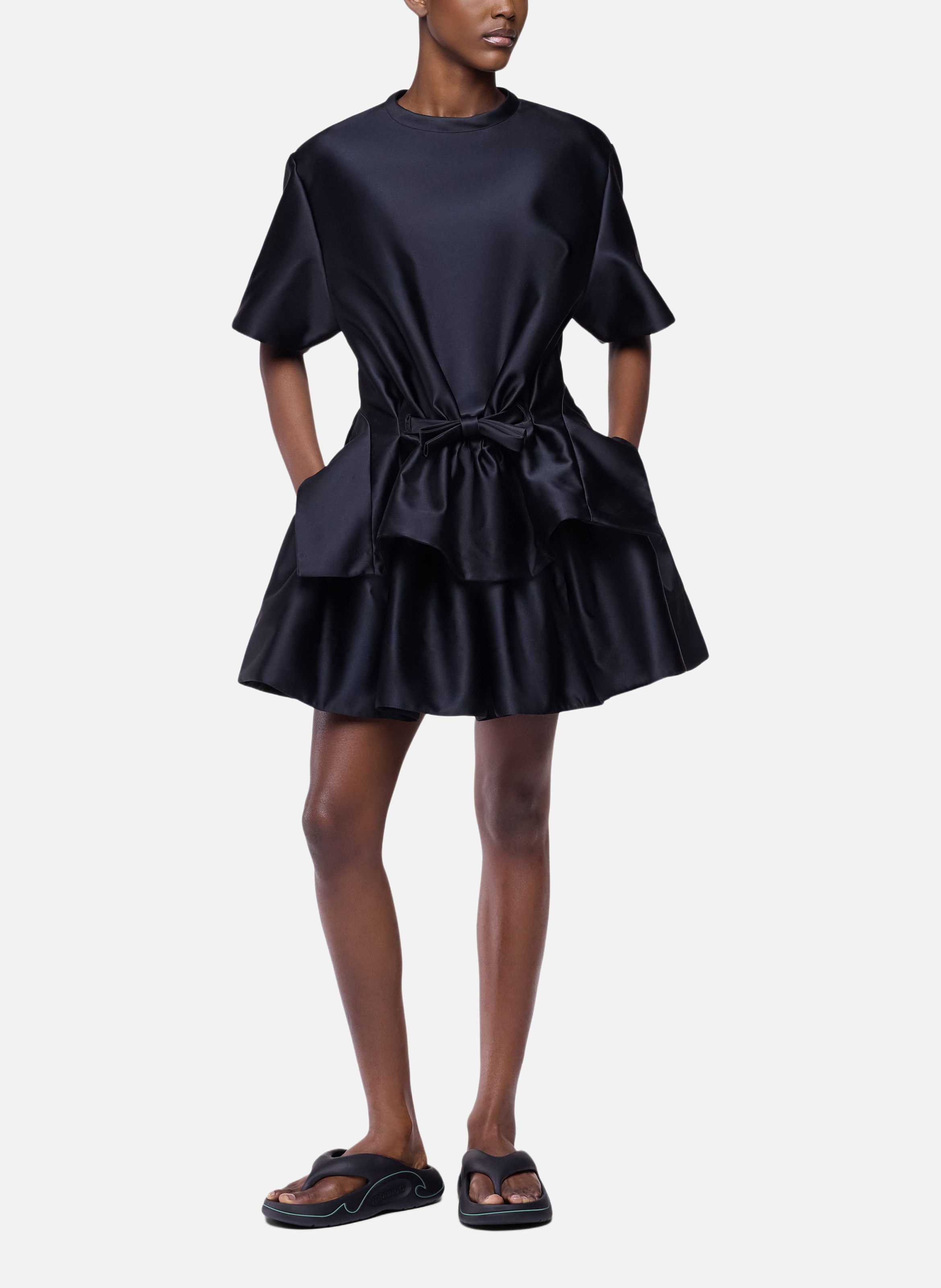 Top structuré en satin avec détail nœud RABANNE Noir