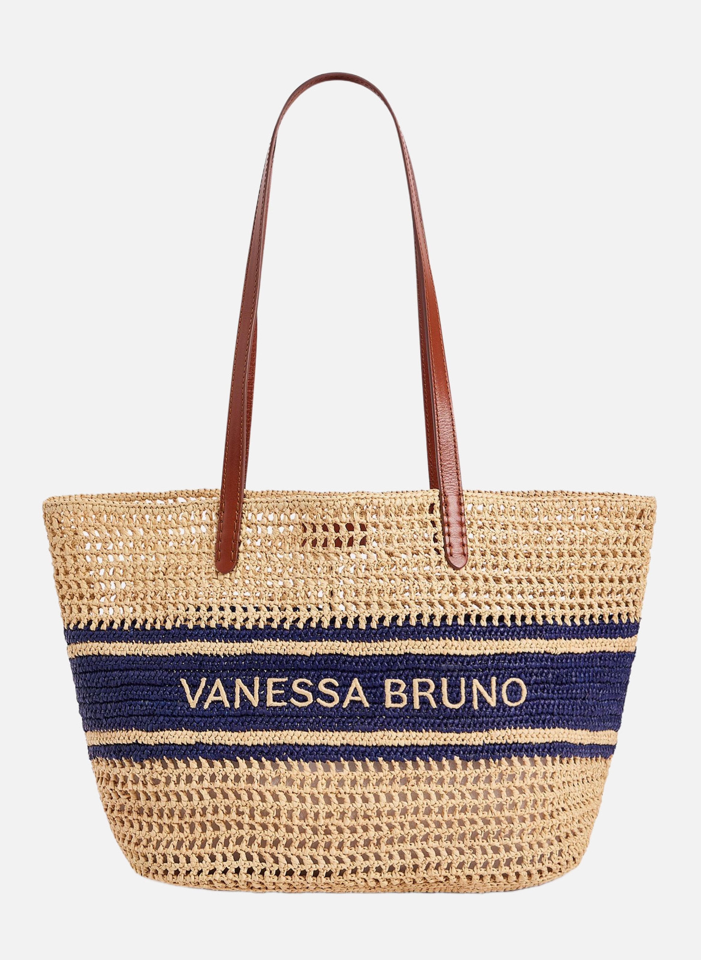 Panier en raphia avec rayures VANESSA BRUNO Bleu