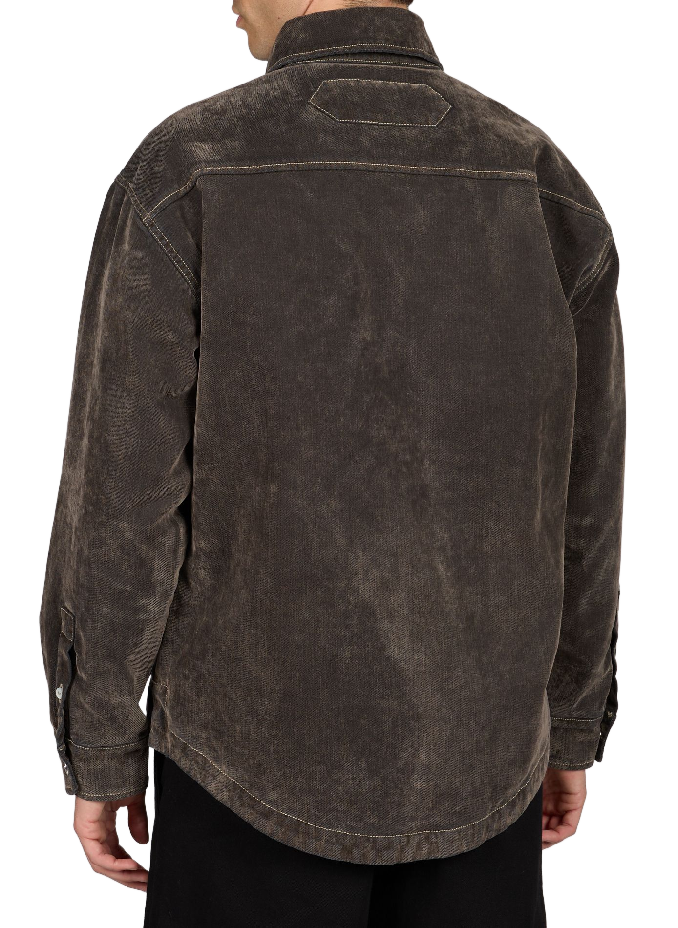 Oversized shirt with classic collar in washed denim. JACQUEMUS Khaki