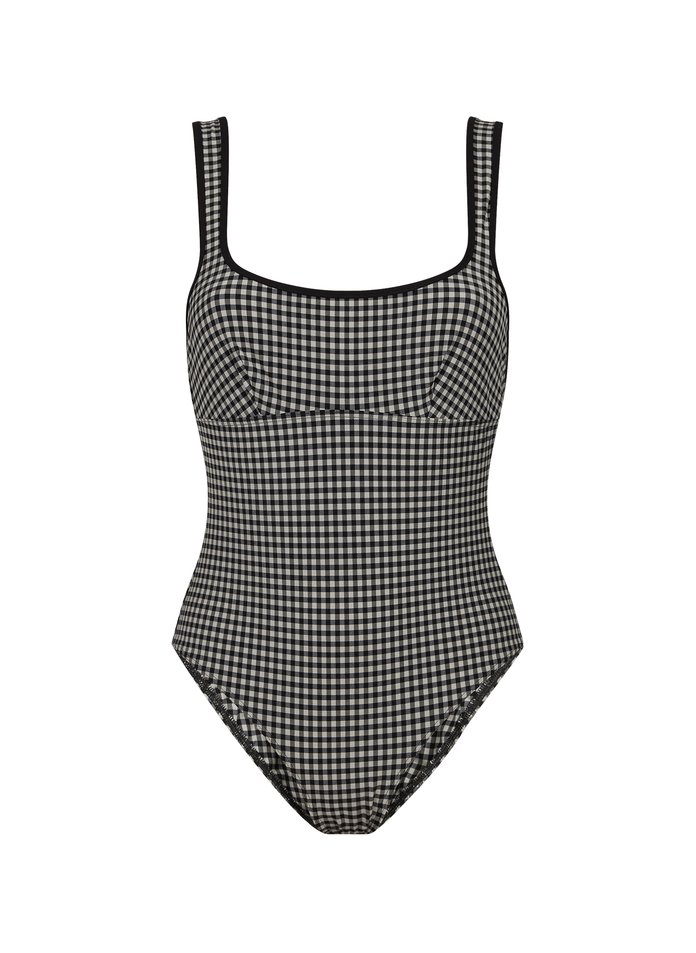 One-piece swimsuit with check pattern and round neckline D NU D Black