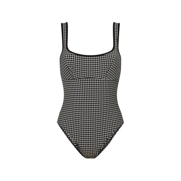 Maillot de bain une pièce à carreaux et décolleté arrondi Maillot de bain une pièce à carreaux et décolleté arrondi