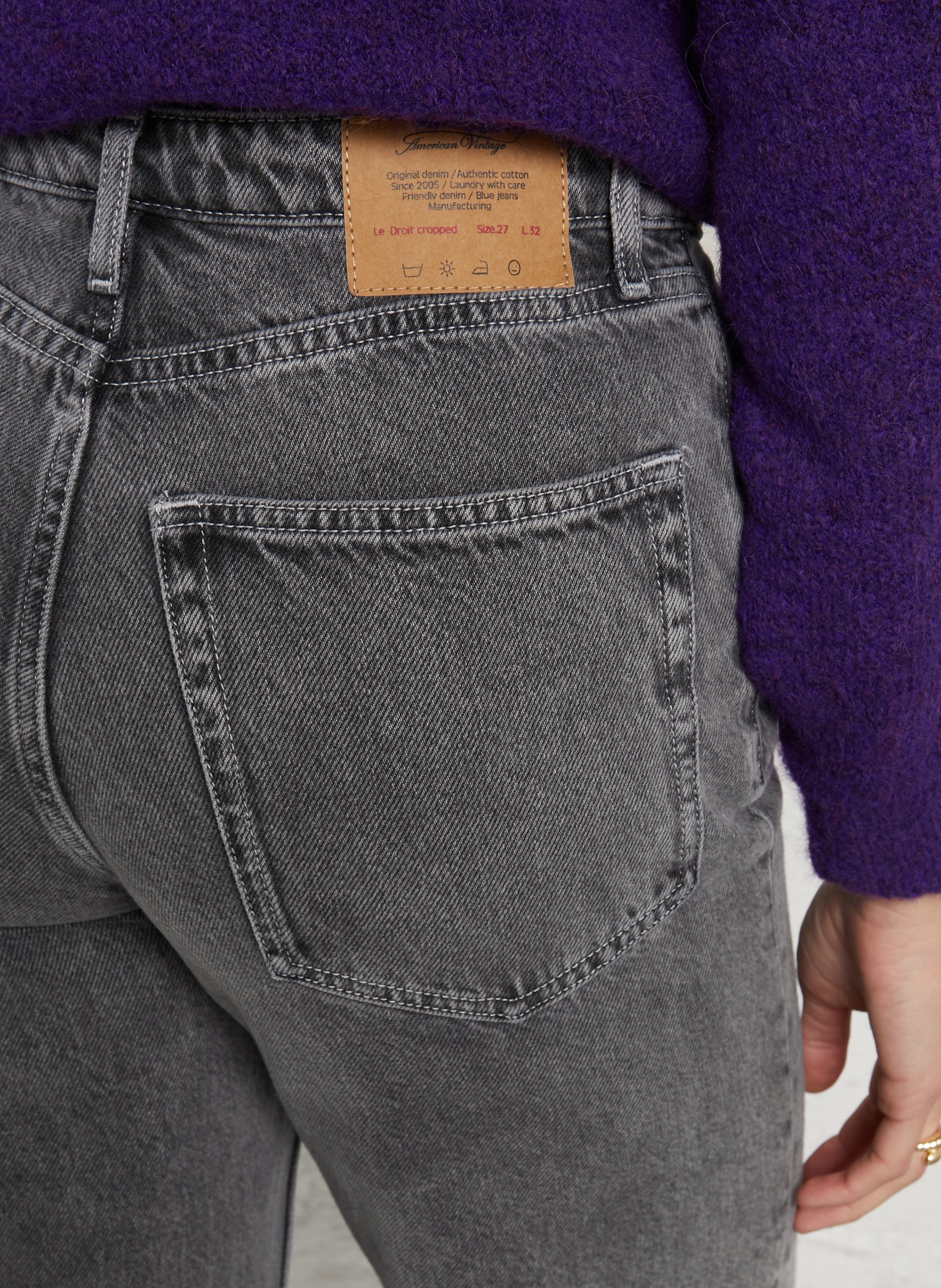 Jean droit en coton et coton recyclé yopday-b AMERICAN VINTAGE Gris