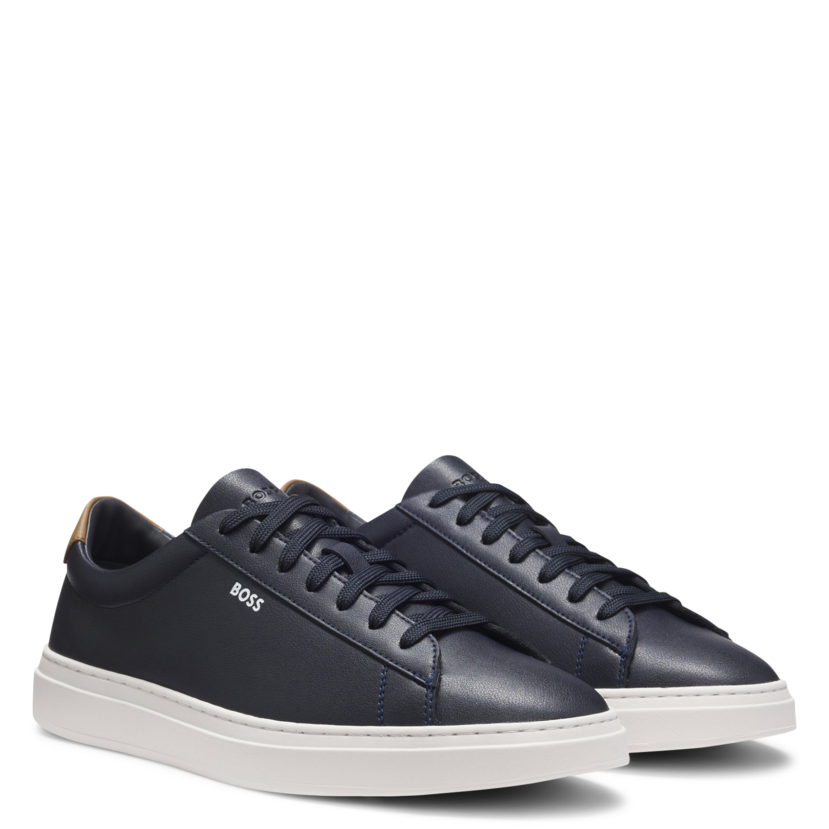 Baskets basses unies en cuir BOSS Bleu