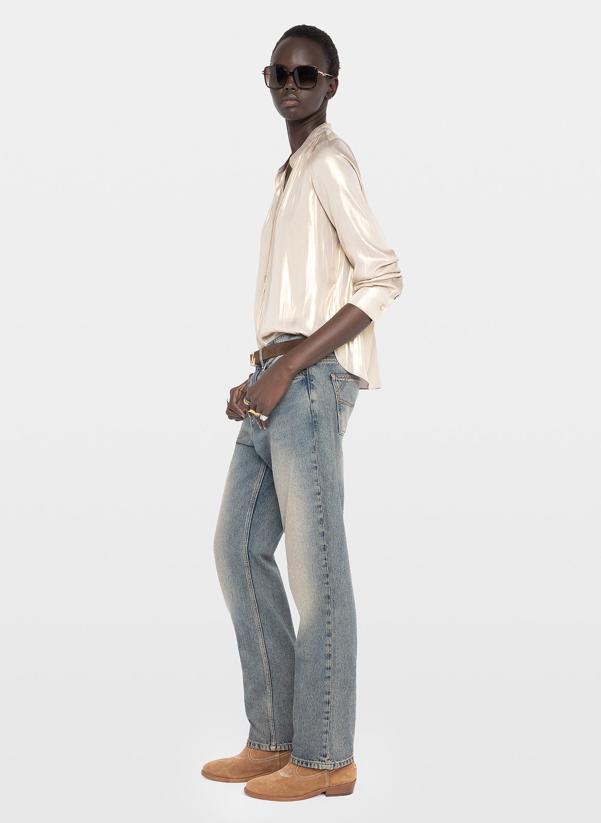 Blouse col v satinée tink ZADIG&VOLTAIRE Doré